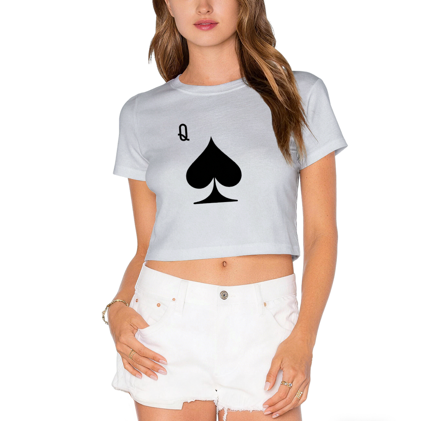 Queen of Spades Retro Poker Red Crop Top