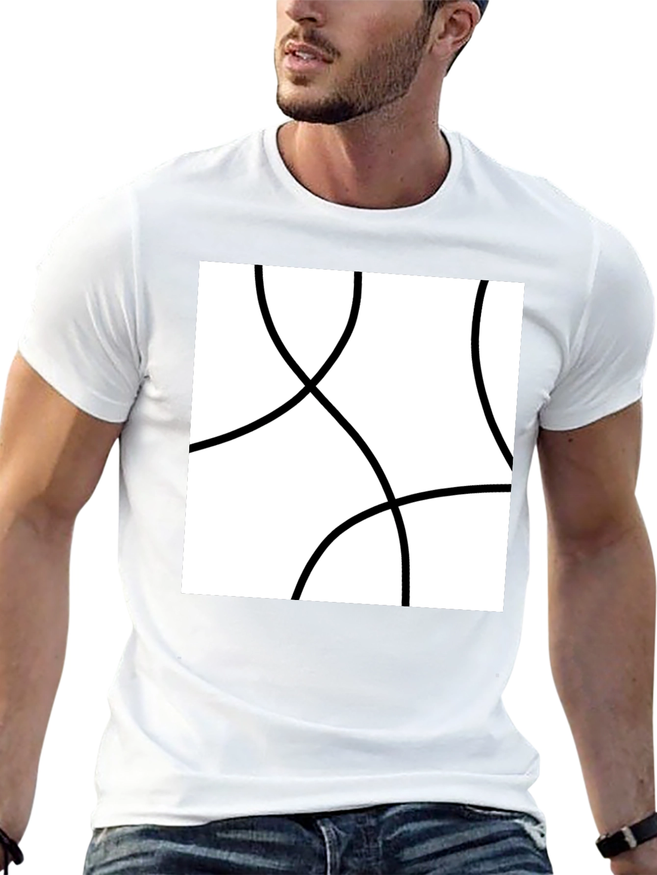 Abstract Circle Graphic Tee - Modern Black T-Shirt