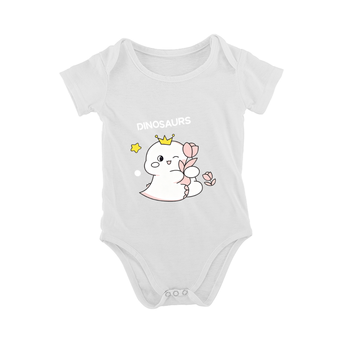 Cute Crown Ghost Dinosaur Tulip Print Black Infant Onesie