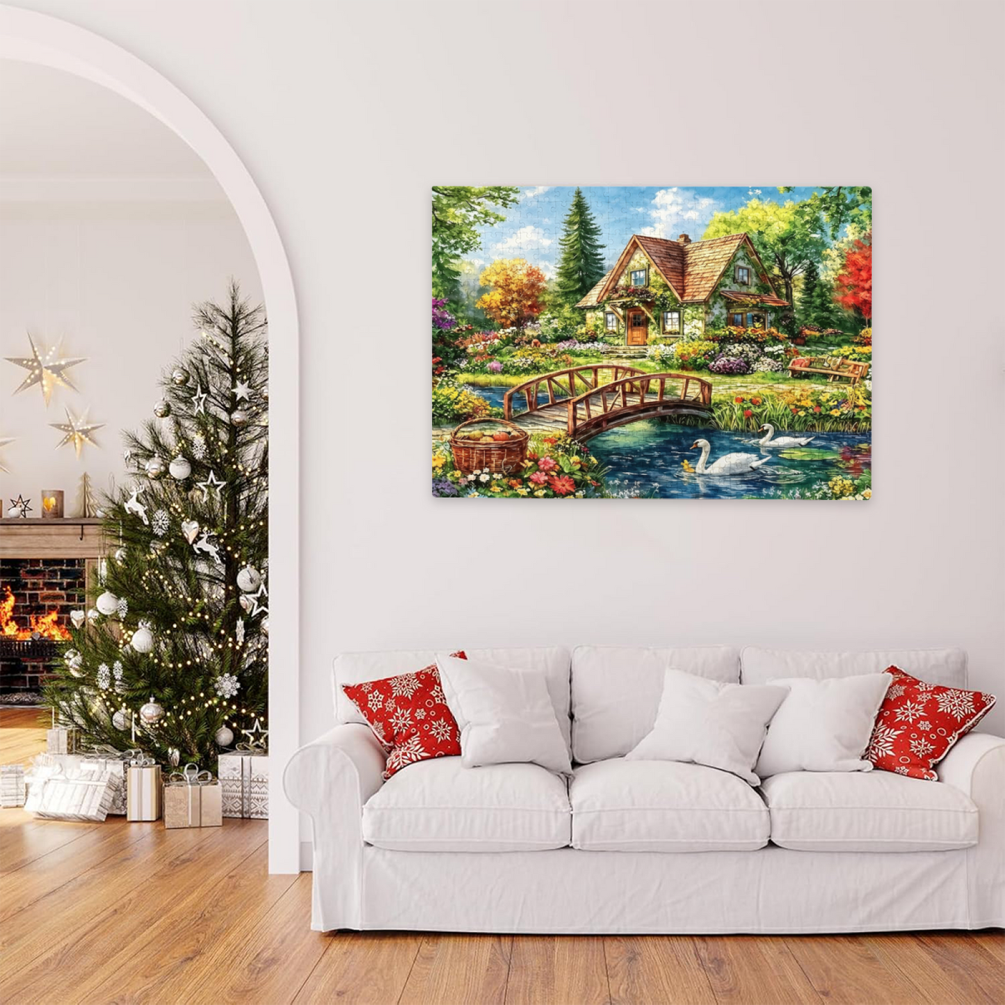 Idyllic Forest Stream Swan Countryside Cottage Garden Puzzle 3 Sizes