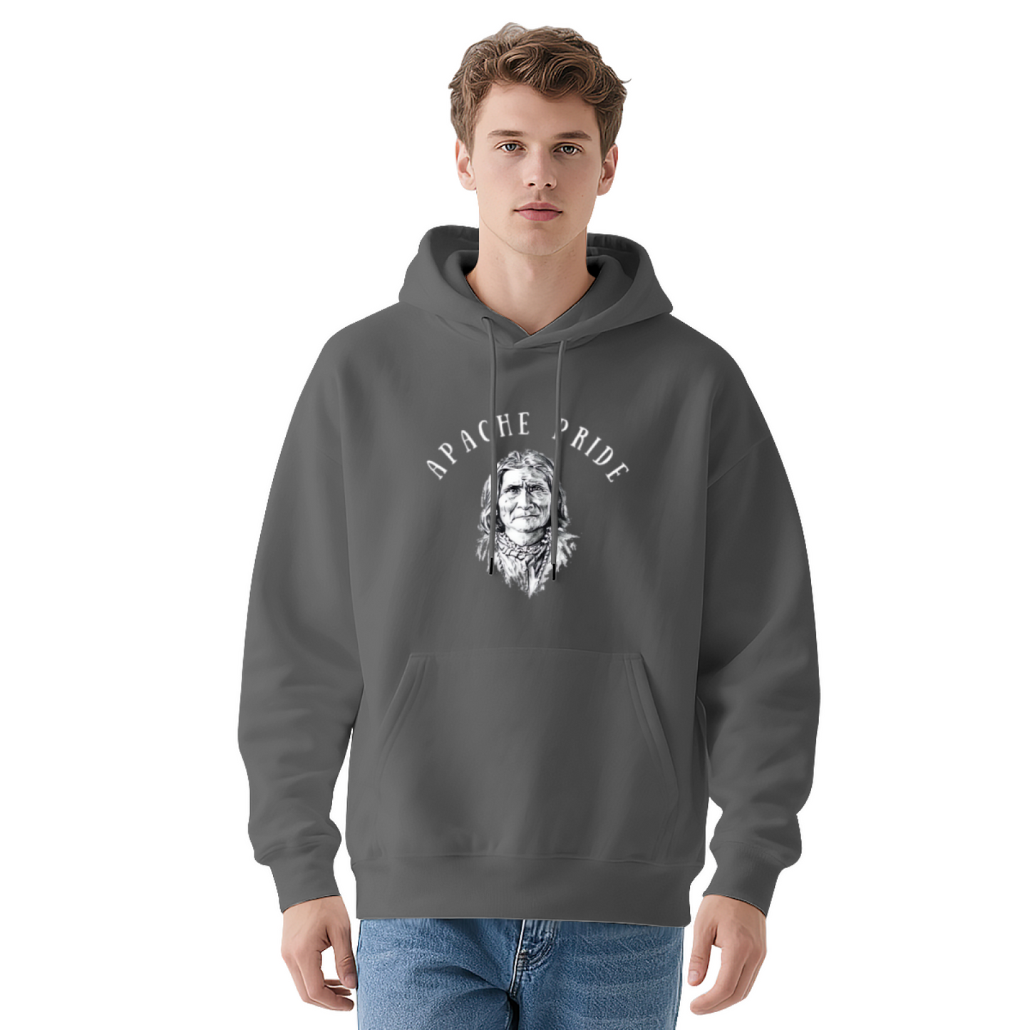 Apache Pride Native American Vintage Print Men¡¯s Hoodie, Warm Relax Fit