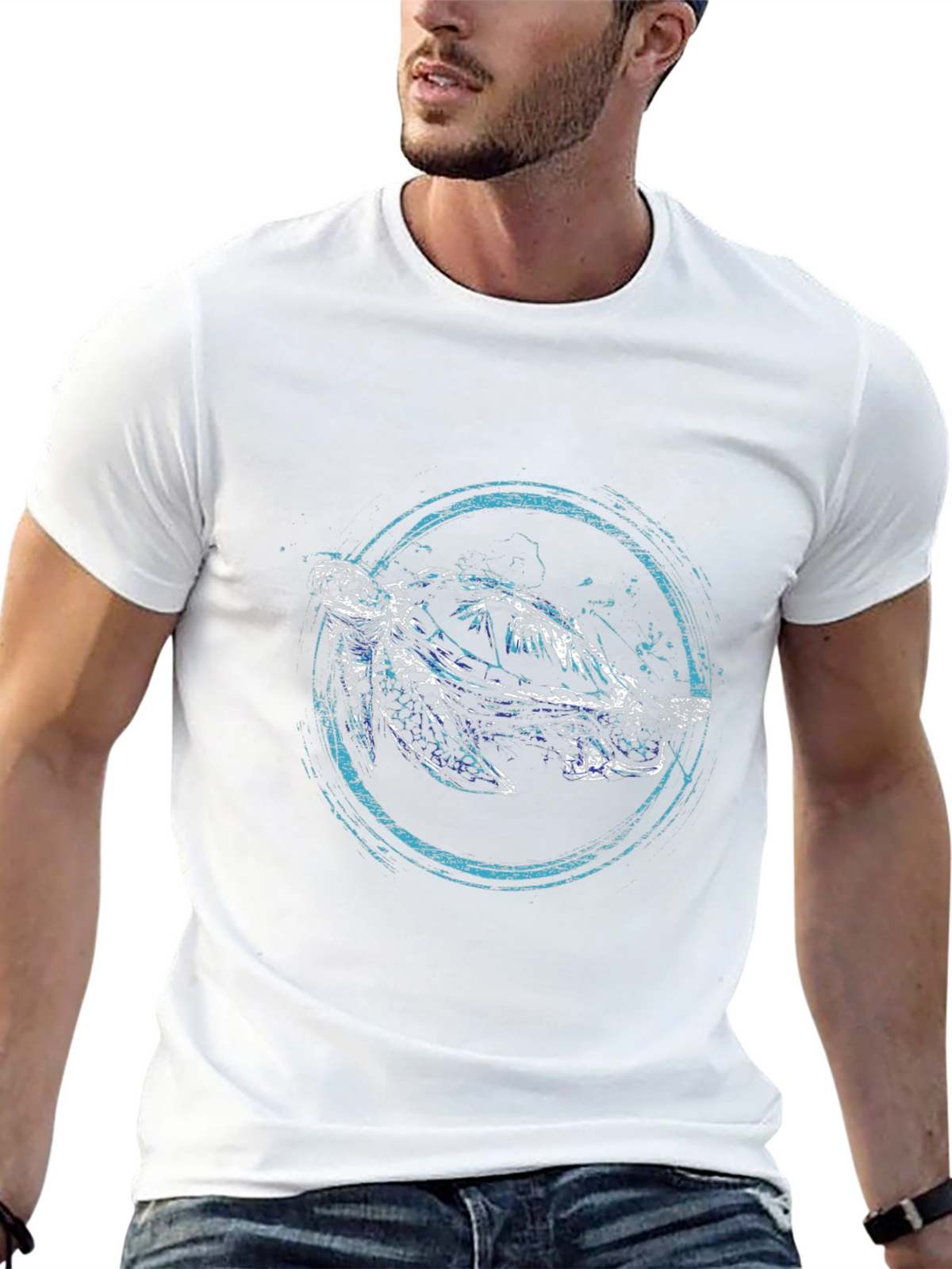 Sea Turtle Graphic Print Black T-Shirt