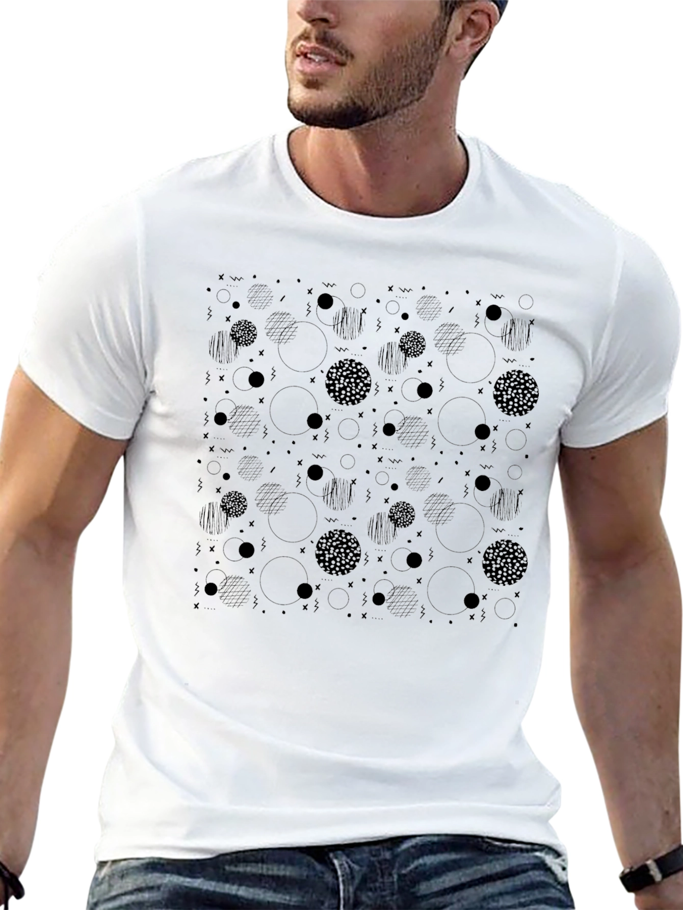 Abstract Pattern Black T-Shirt