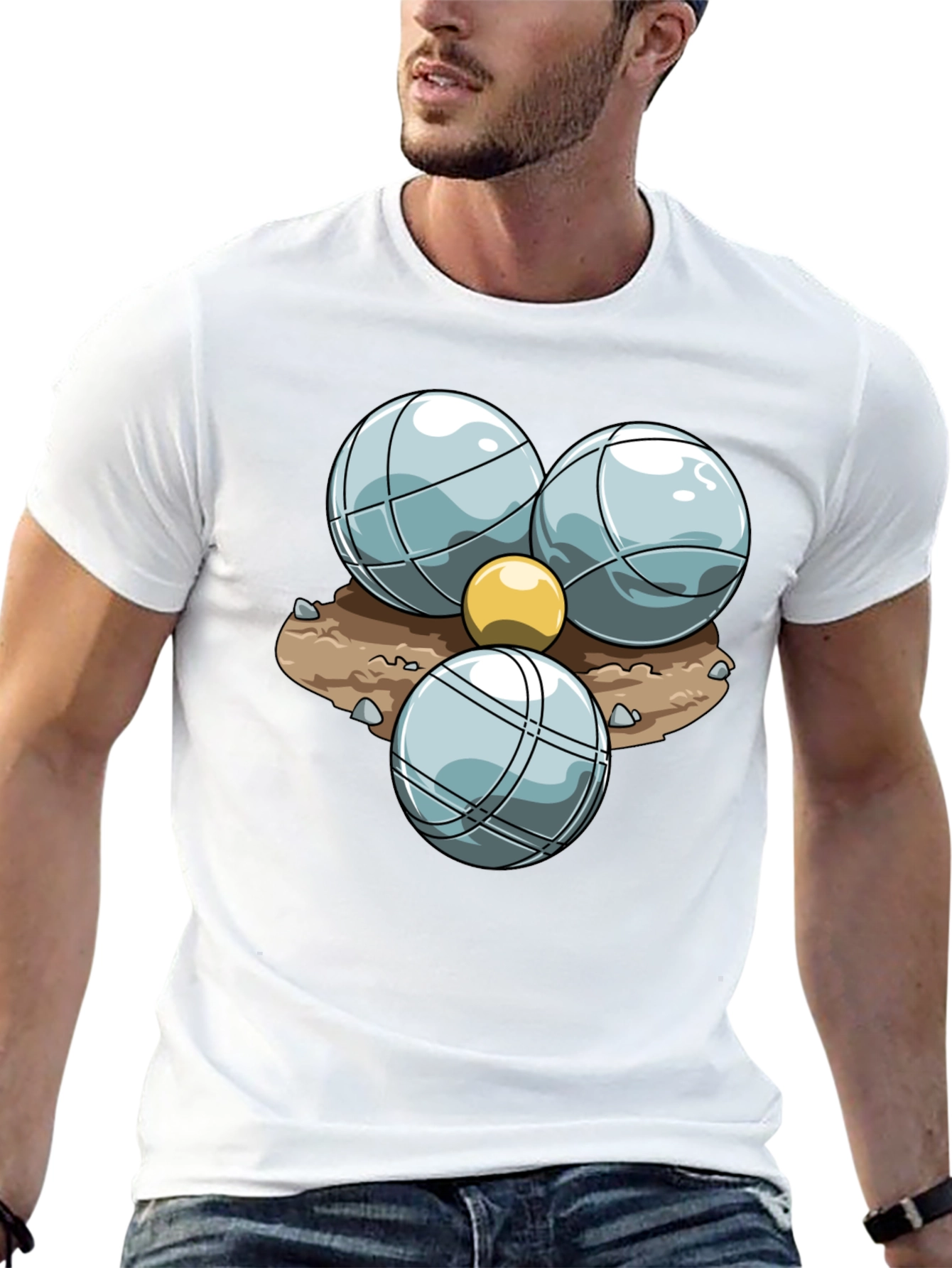 Bocce Ball Graphic T-Shirt - Black Crew Neck Tee