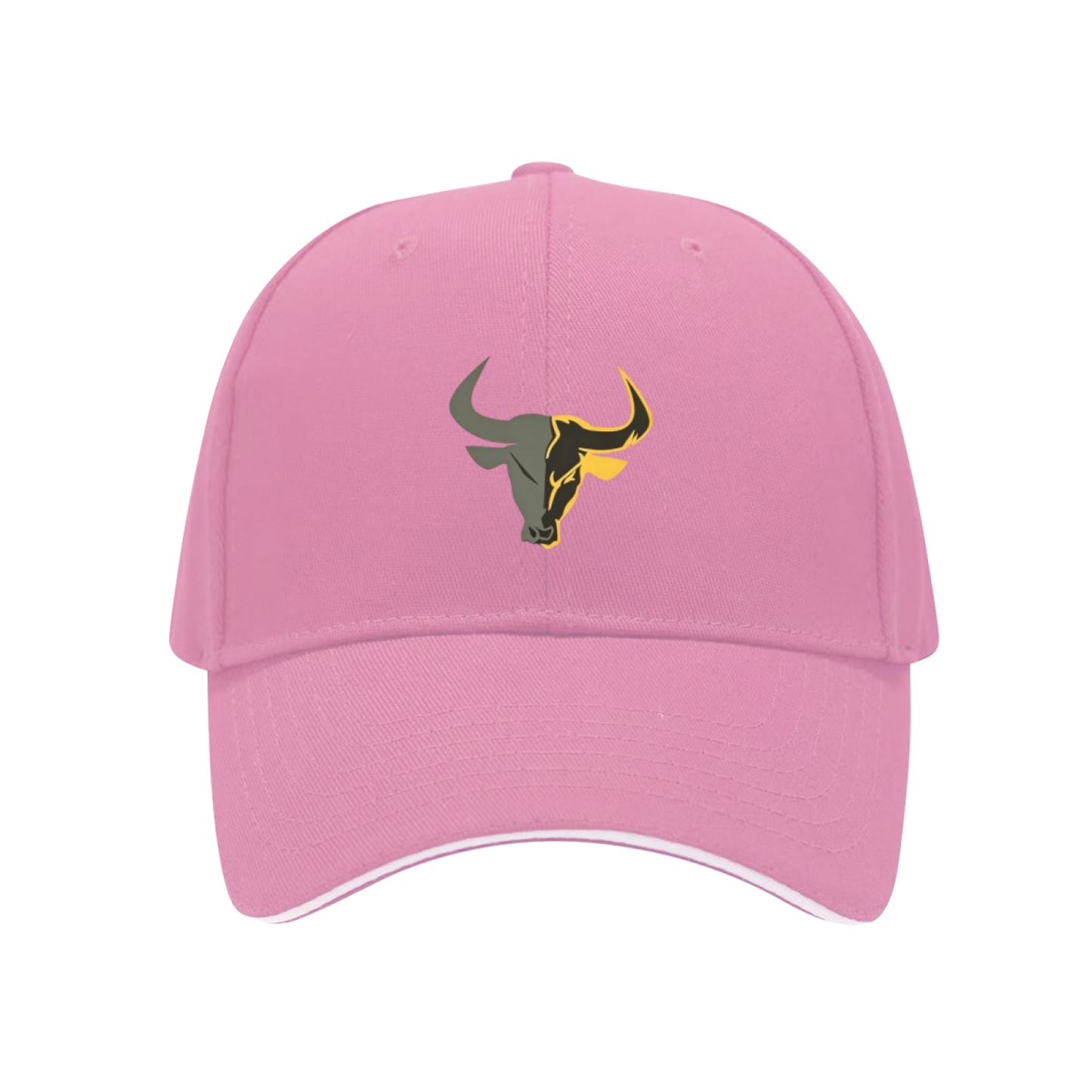 Two-Tone Bull Head Graphic White Sandwich Baseball Cap, Western Cowboy Style Hat