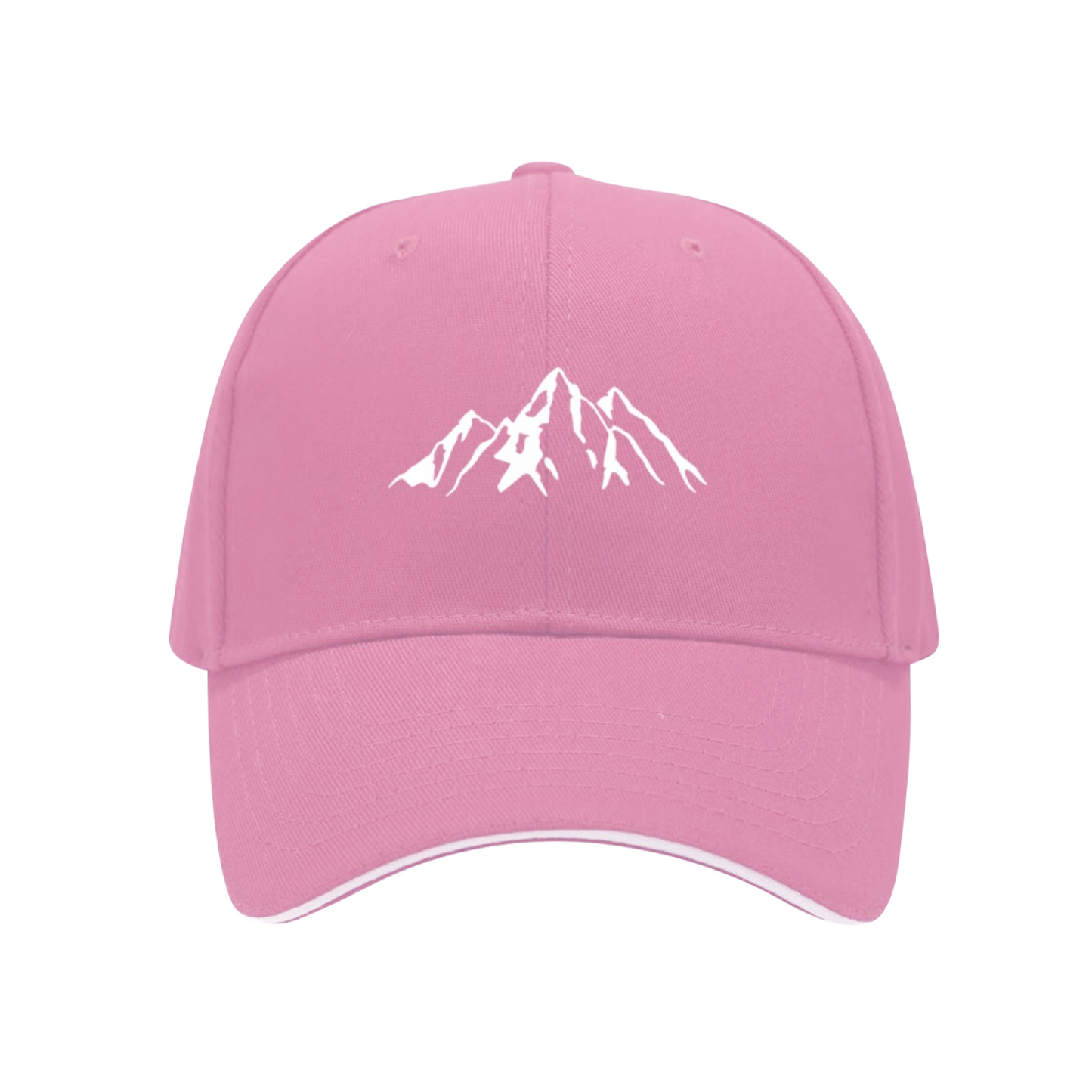 Sharp White Mountain Outline Multi-Color Sandwich Brim Outdoor Cap