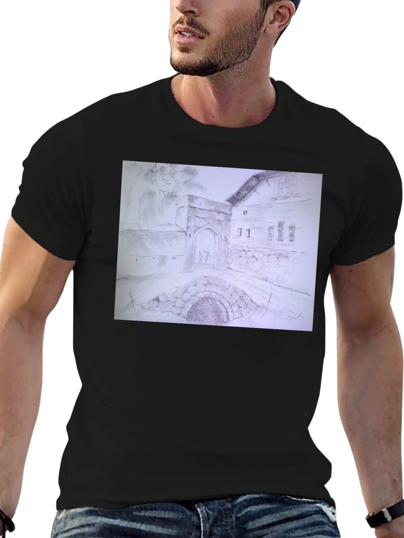 Architectural Sketch Graphic Tee - Black
