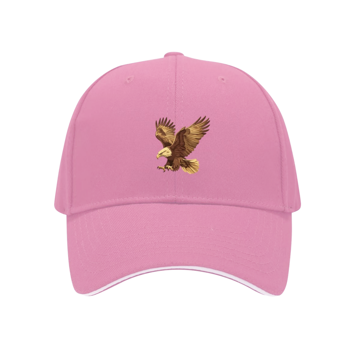 Golden Flying Eagle Graphic Black Sandwich Baseball Cap, Outdoor Hunting Dad Hat