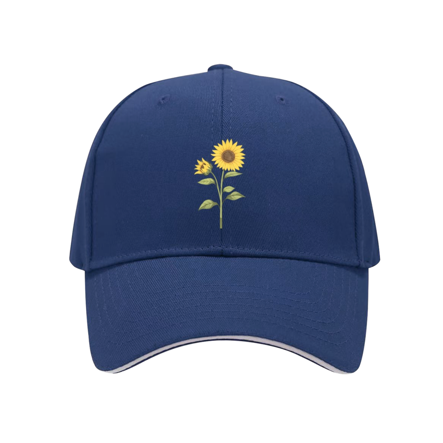 Vibrant Sunflower Floral Pink Sandwich Brim Baseball Cap Soft Girl Daily Hat