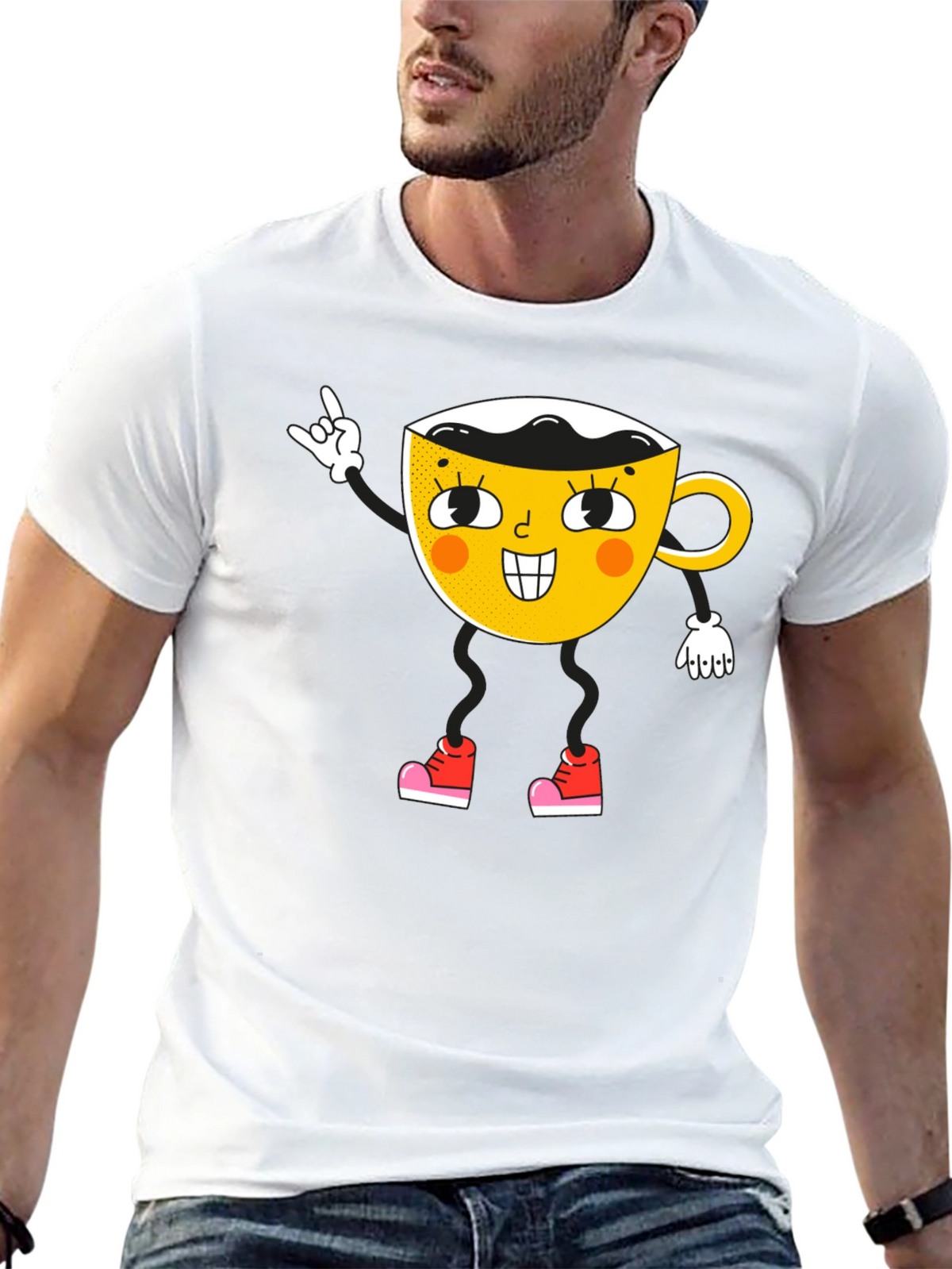 Cartoon Coffee Cup Graphic Tee