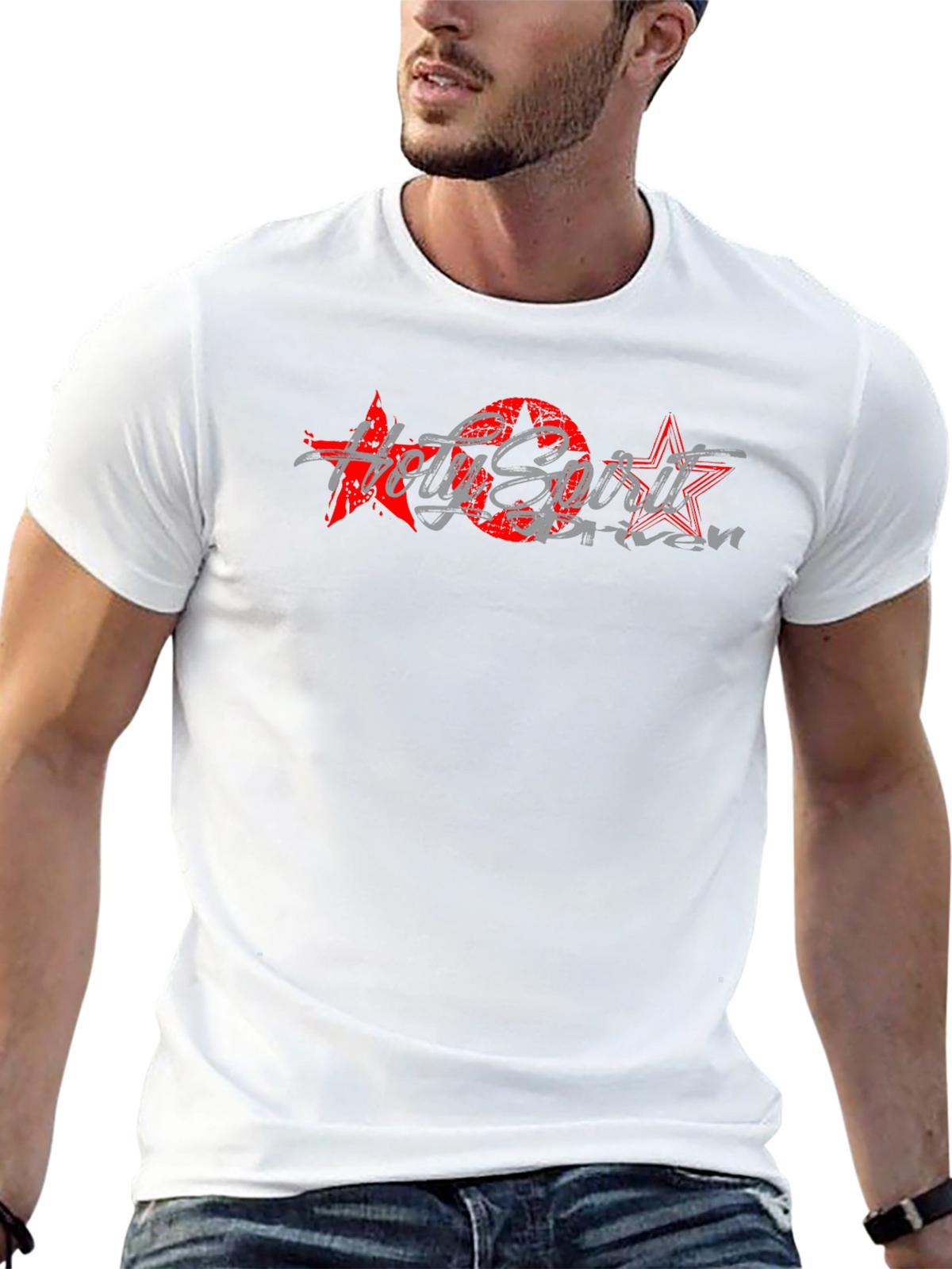 Red Stars Black T-Shirt Graphic Print