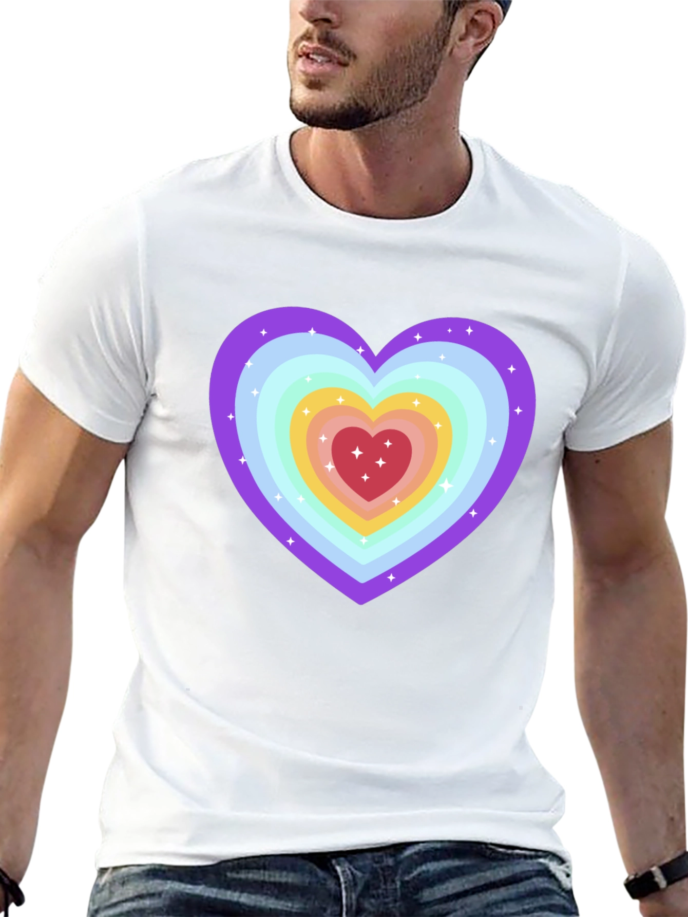 Rainbow Heart Graphic Tee - Soft & Stylish