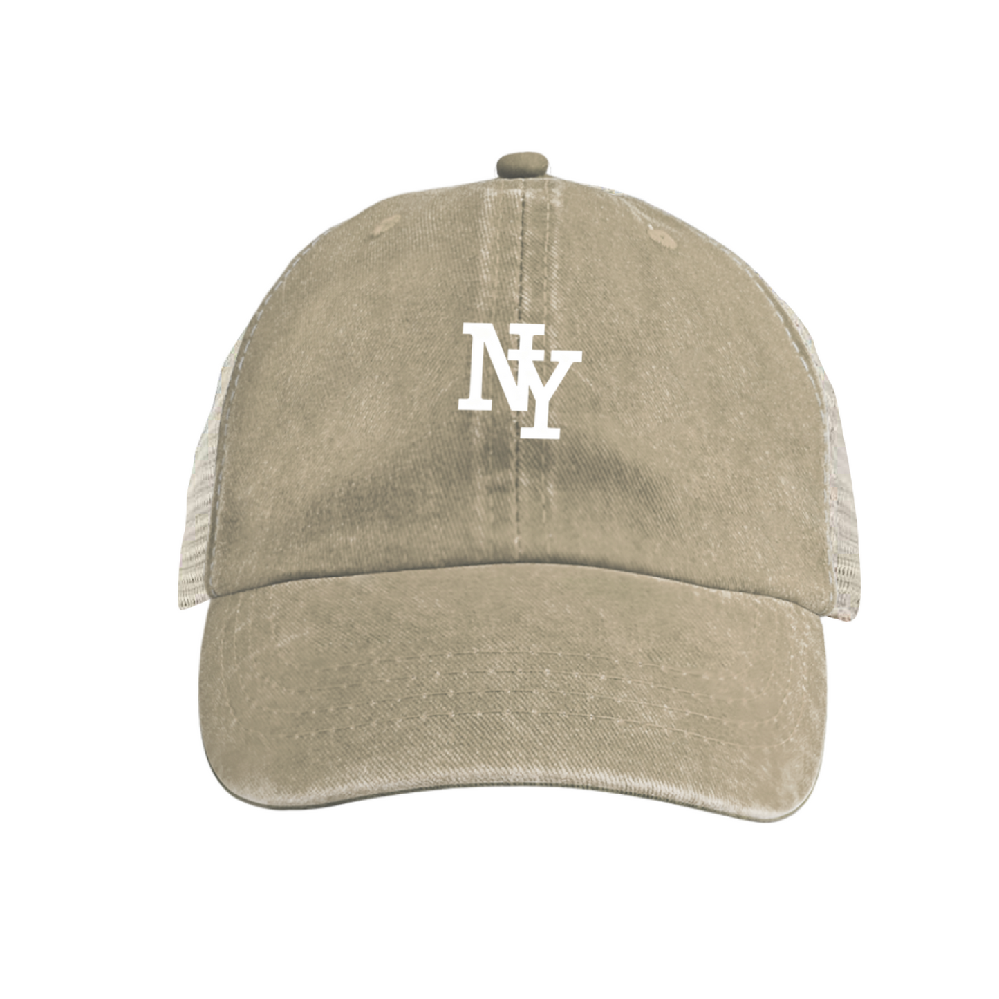 Classic NY Letter Print Bright Blue Washed Mesh Trucker Hat ¨C Retro City Streetwear Cap