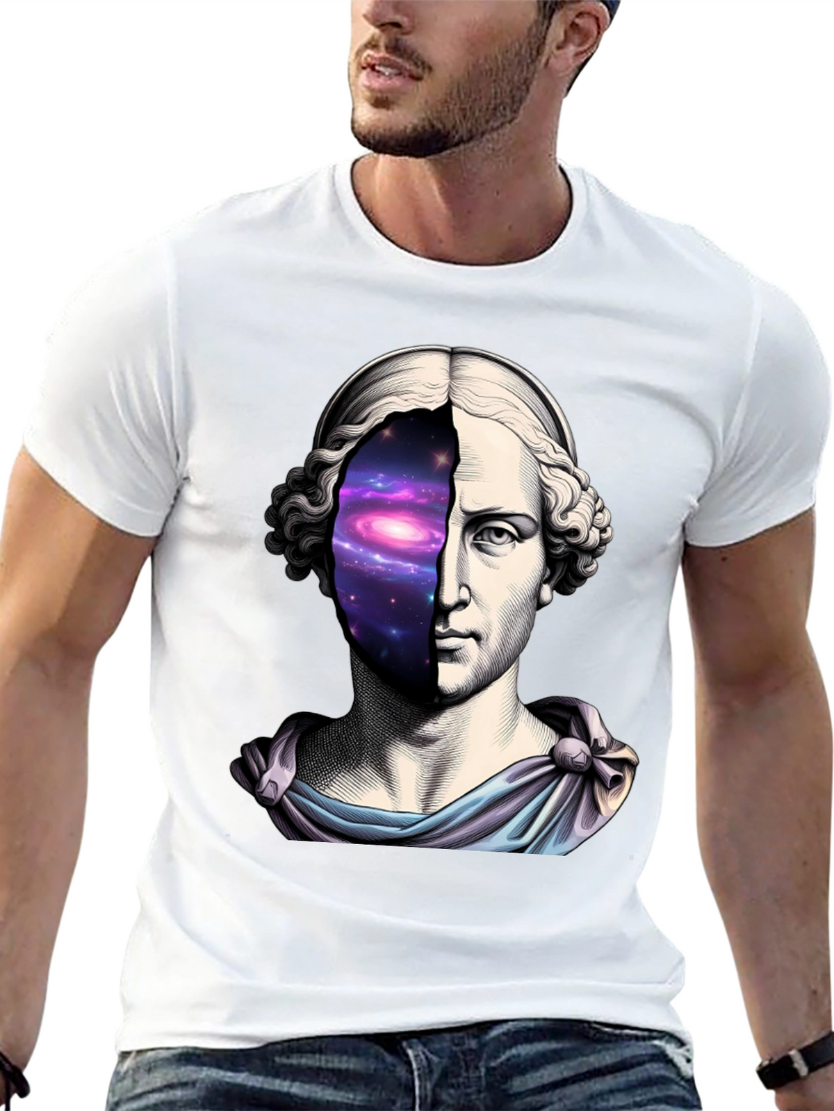 Galaxy Bust T-Shirt - Cosmic Artistic Tee