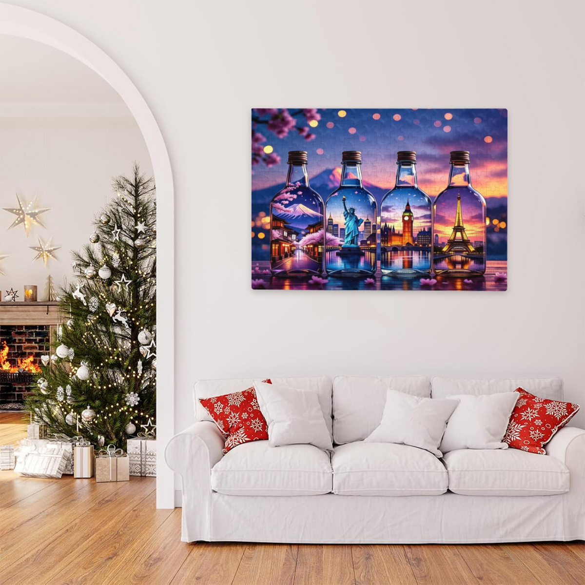 Magical World Landmarks In Glass Bottles Travel Lovers Puzzle | 300/500/1000 Pieces