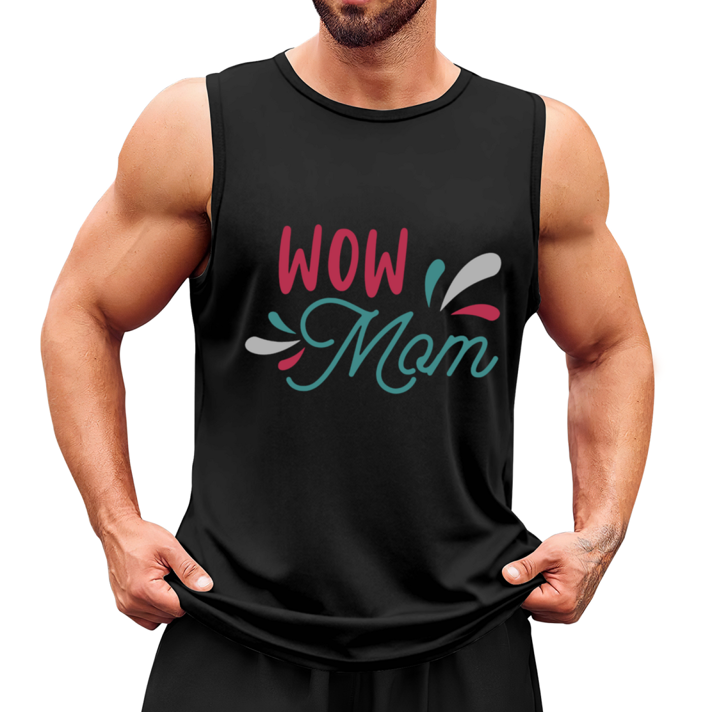 Wow Mom Sweet Mother¡¯s Day Letter Graphic Tank For Men
