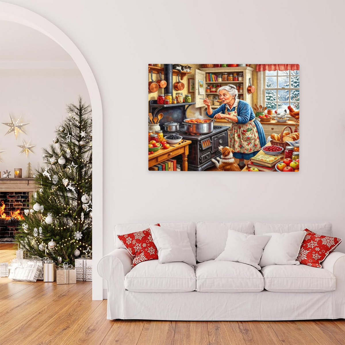 Grandma Cooking Stew in Winter Cottage Kitchen ¨C Nostalgic Home Puzzle
