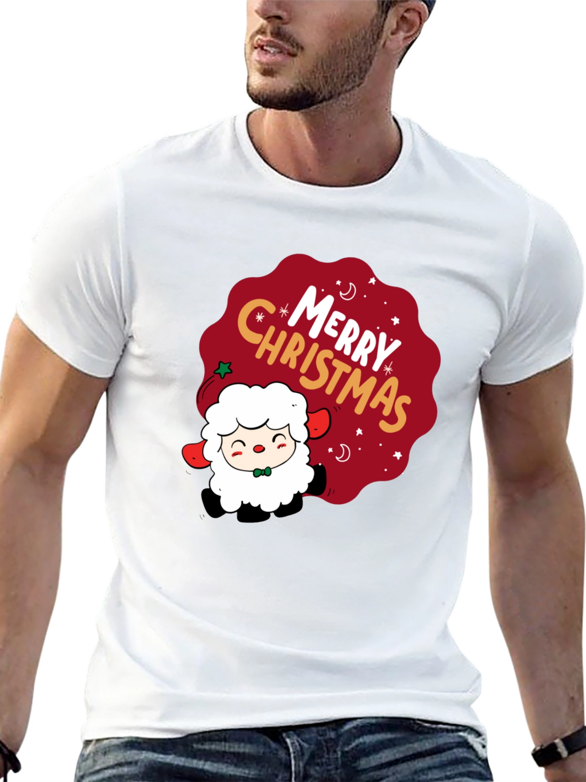 Merry Christmas Sheep Graphic Tee - Holiday Cheer