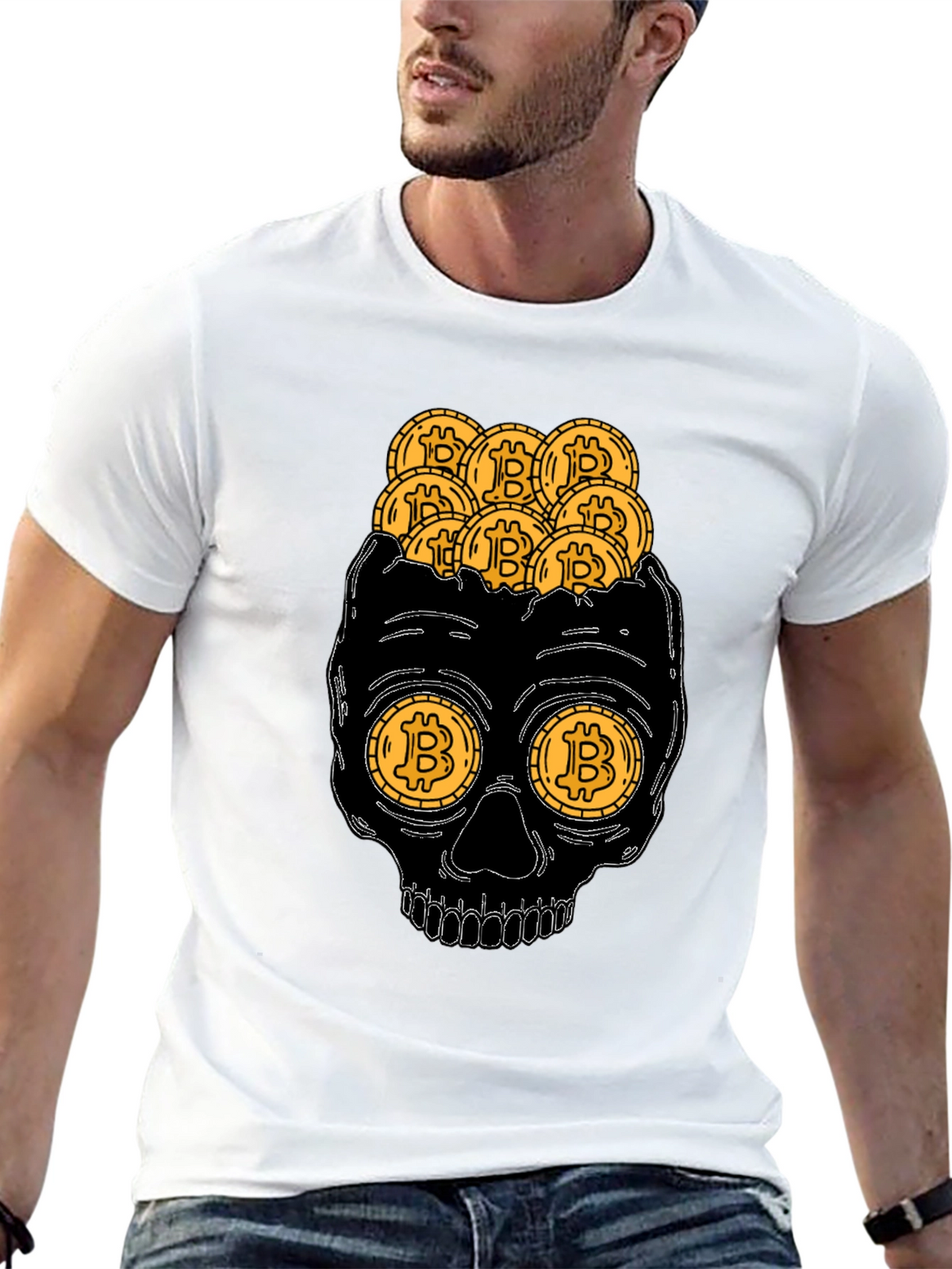 Bitcoin Skull T-Shirt Crypto Currency Tee