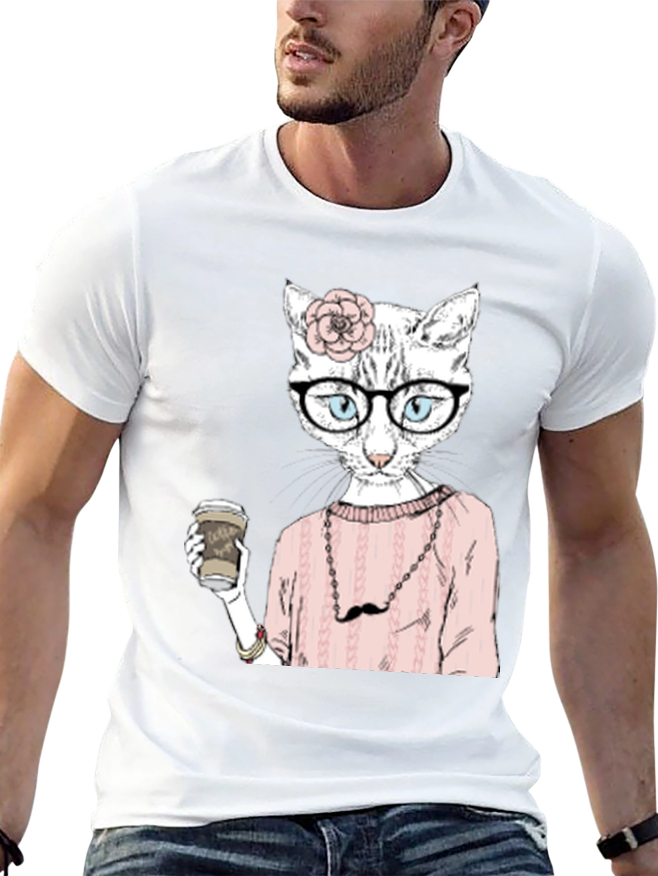 Hipster Cat Coffee Lover T-Shirt