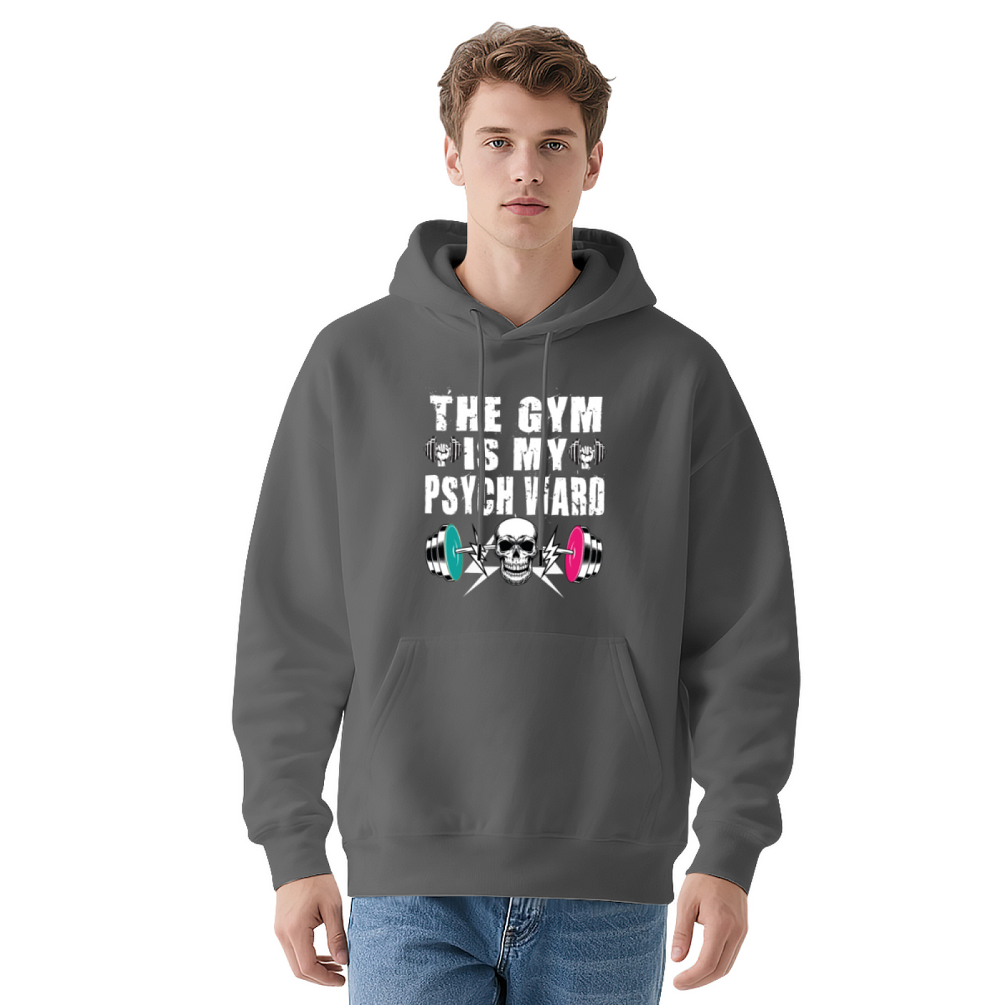 The Gym Is My Psych Ward Workout Cozy Navy Hoodie, Fitness Top