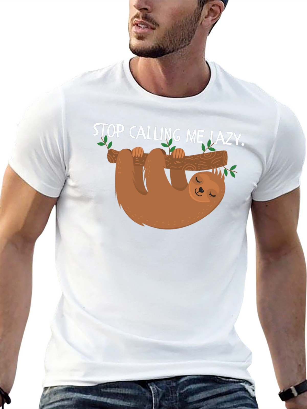 Lazy Sloth Graphic T-Shirt - Mens Black Tee