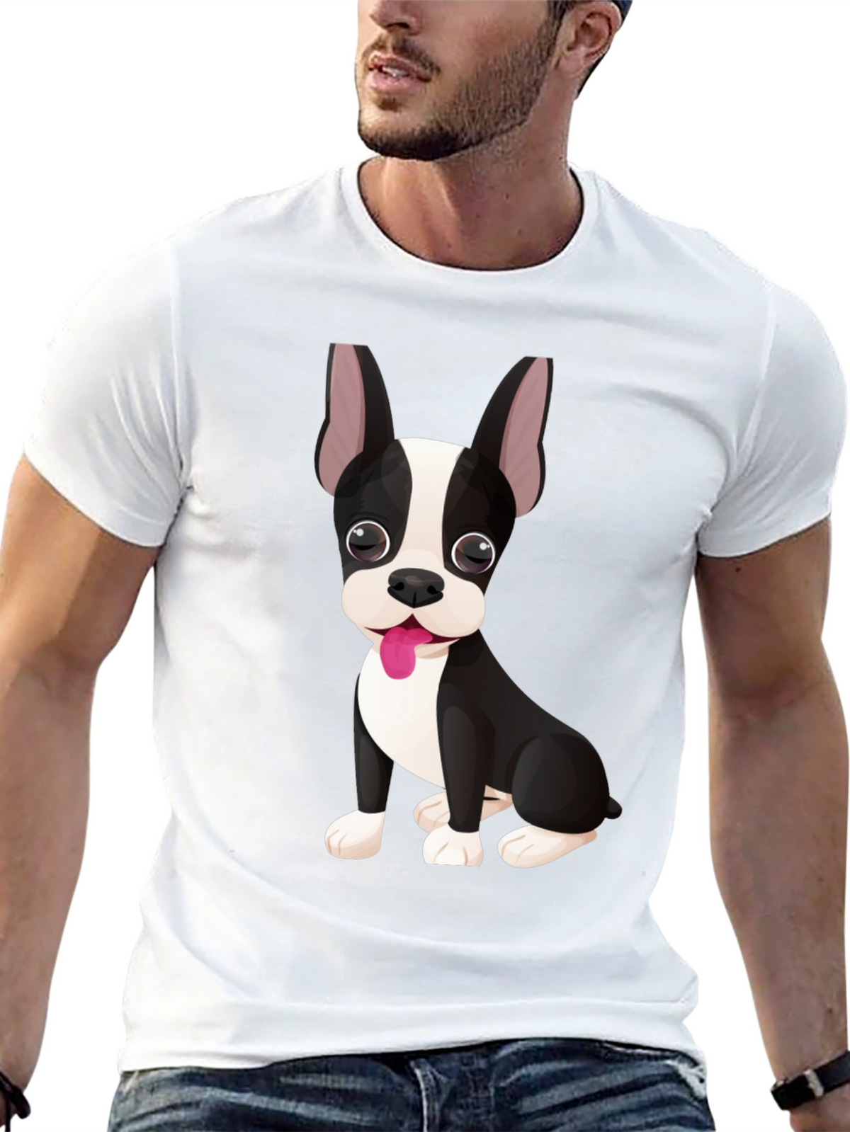 Dog Graphic Tee - Cute Boston Terrier Design