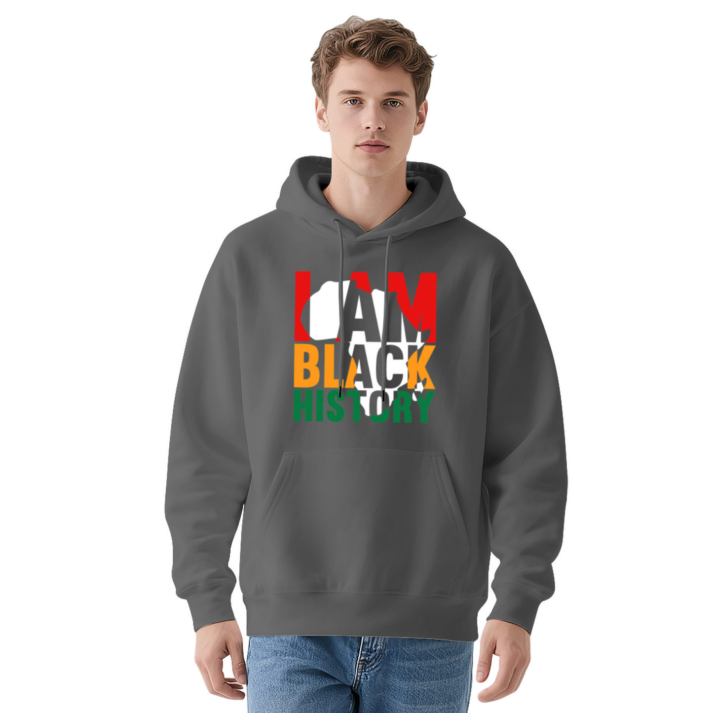 Pan African I AM BLACK HISTORY Navy Hoodie, Unisex Comfort Heritage Sweatshirt