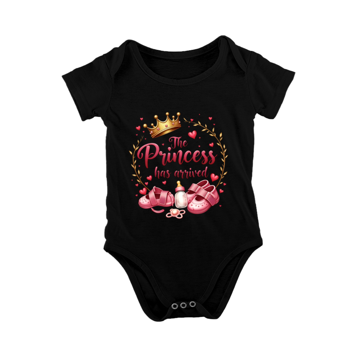 The Princess Has Arrived Cute Crown Baby Shoes Bottle Girl Bodysuit