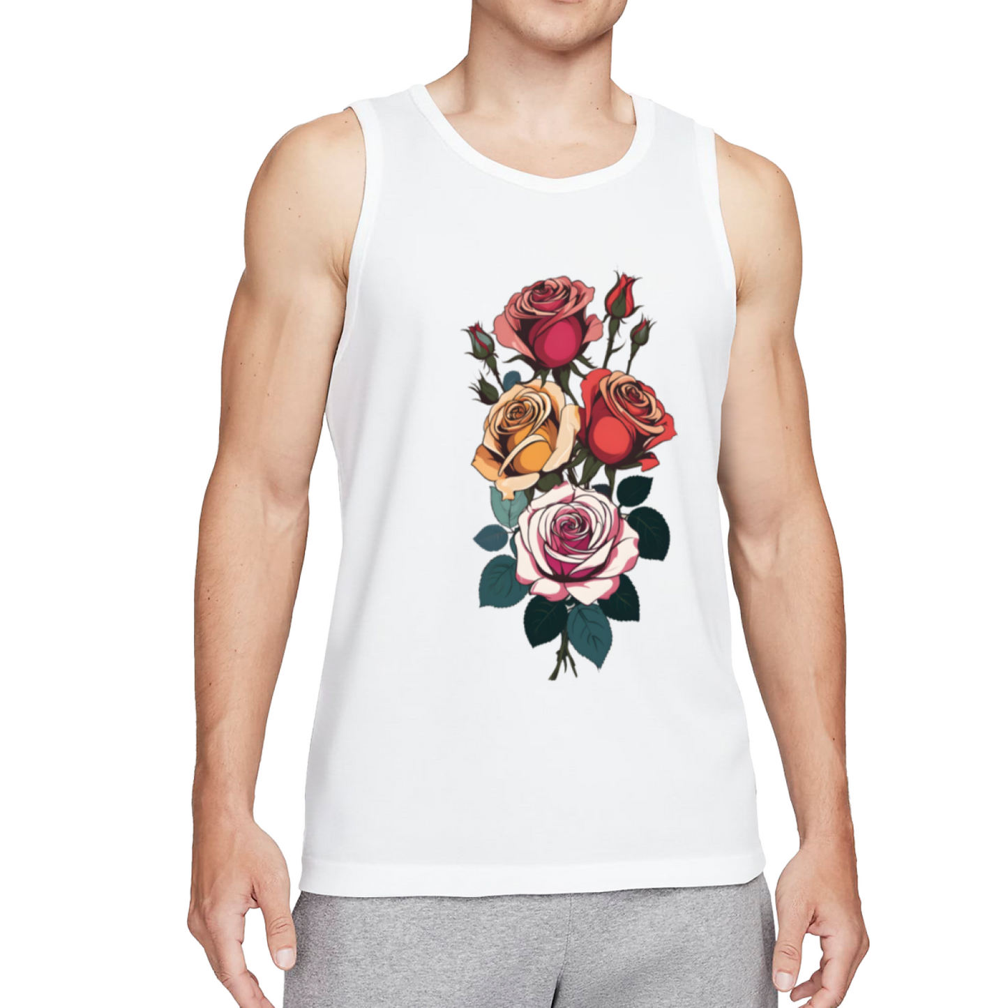 Vintage Multicolor Bouquet Of Roses Art Sleeveless Vest