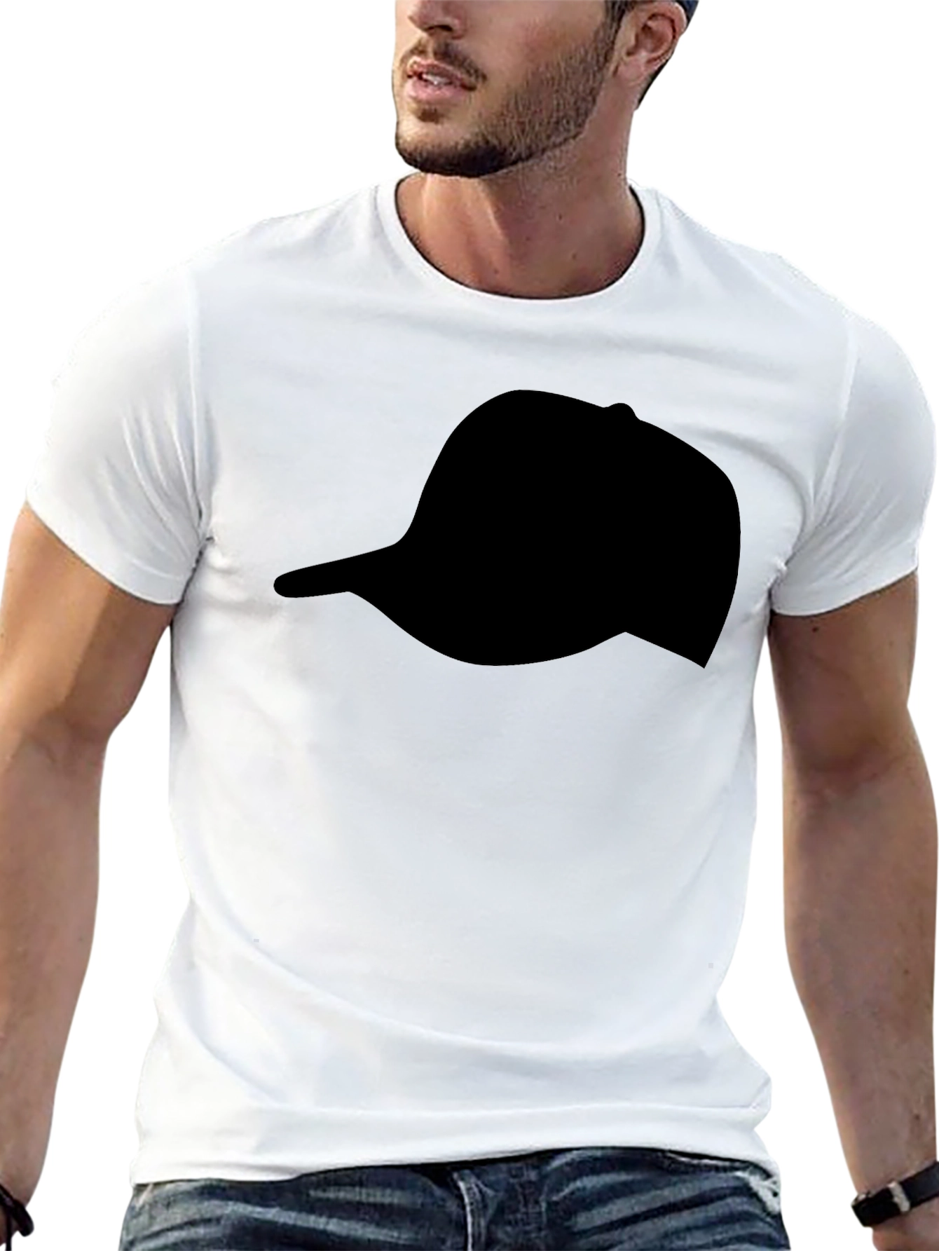 Black Hat Silhouette T-Shirt | Casual Graphic Tee