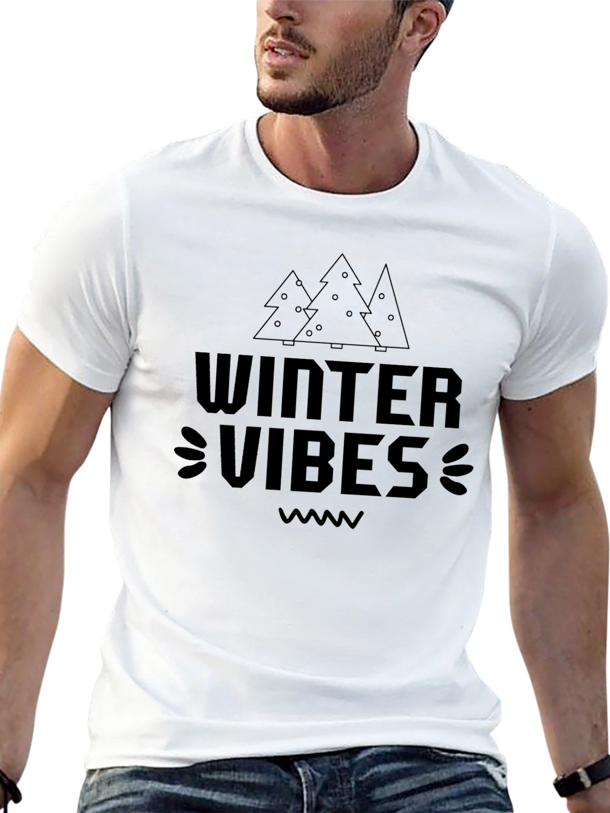 Winter Vibes Black T-Shirt