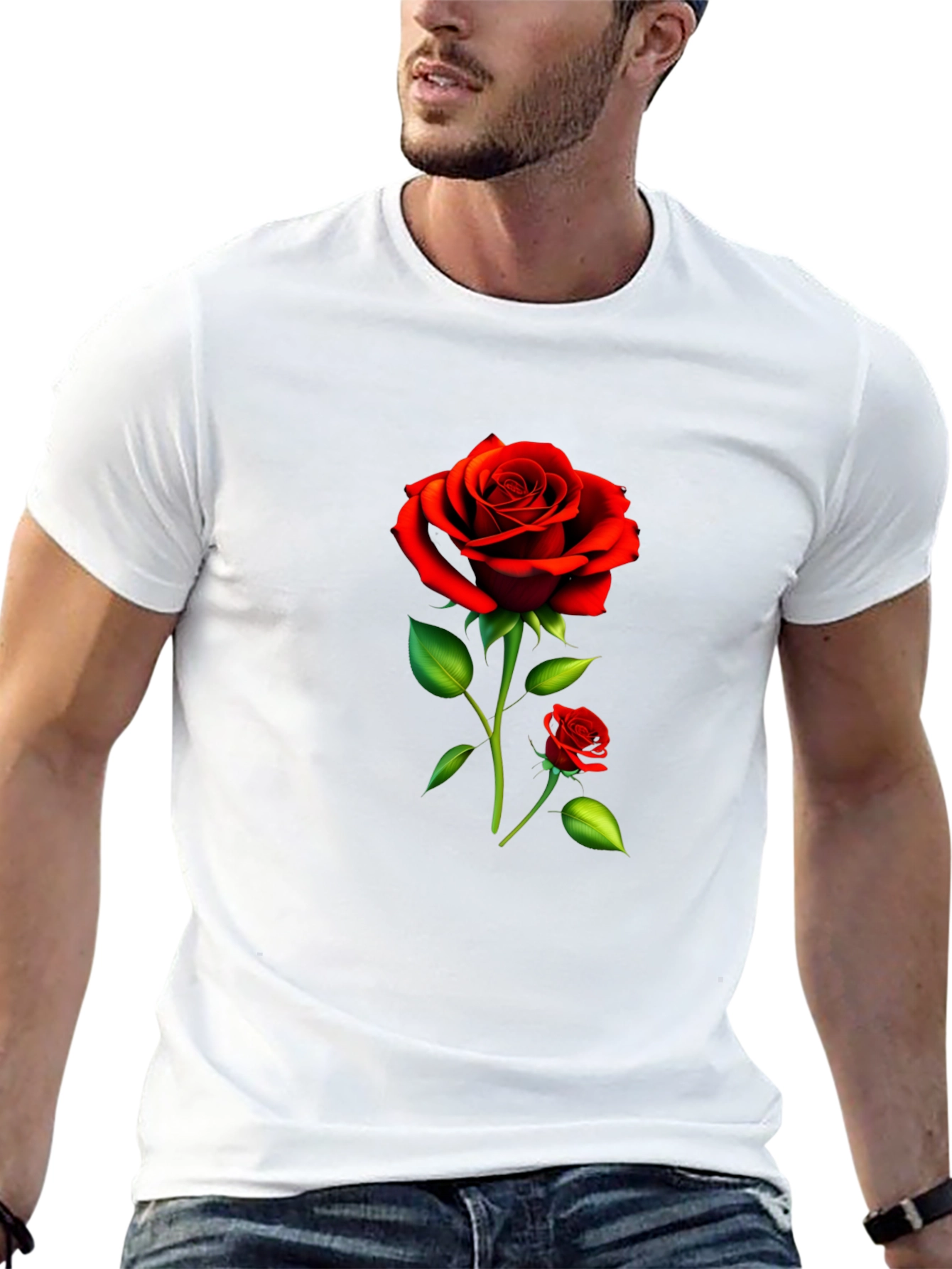 Black Rose Graphic Tee - Stylish Floral Design
