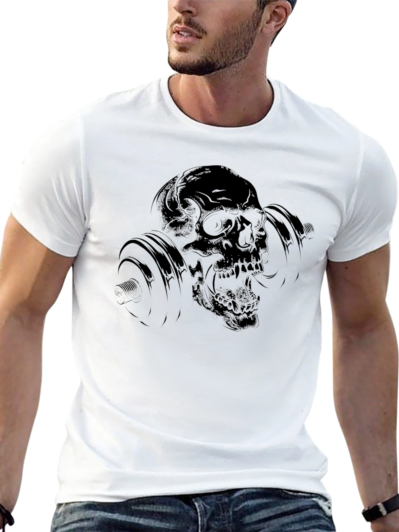 Skull Barbell Graphic T-Shirt