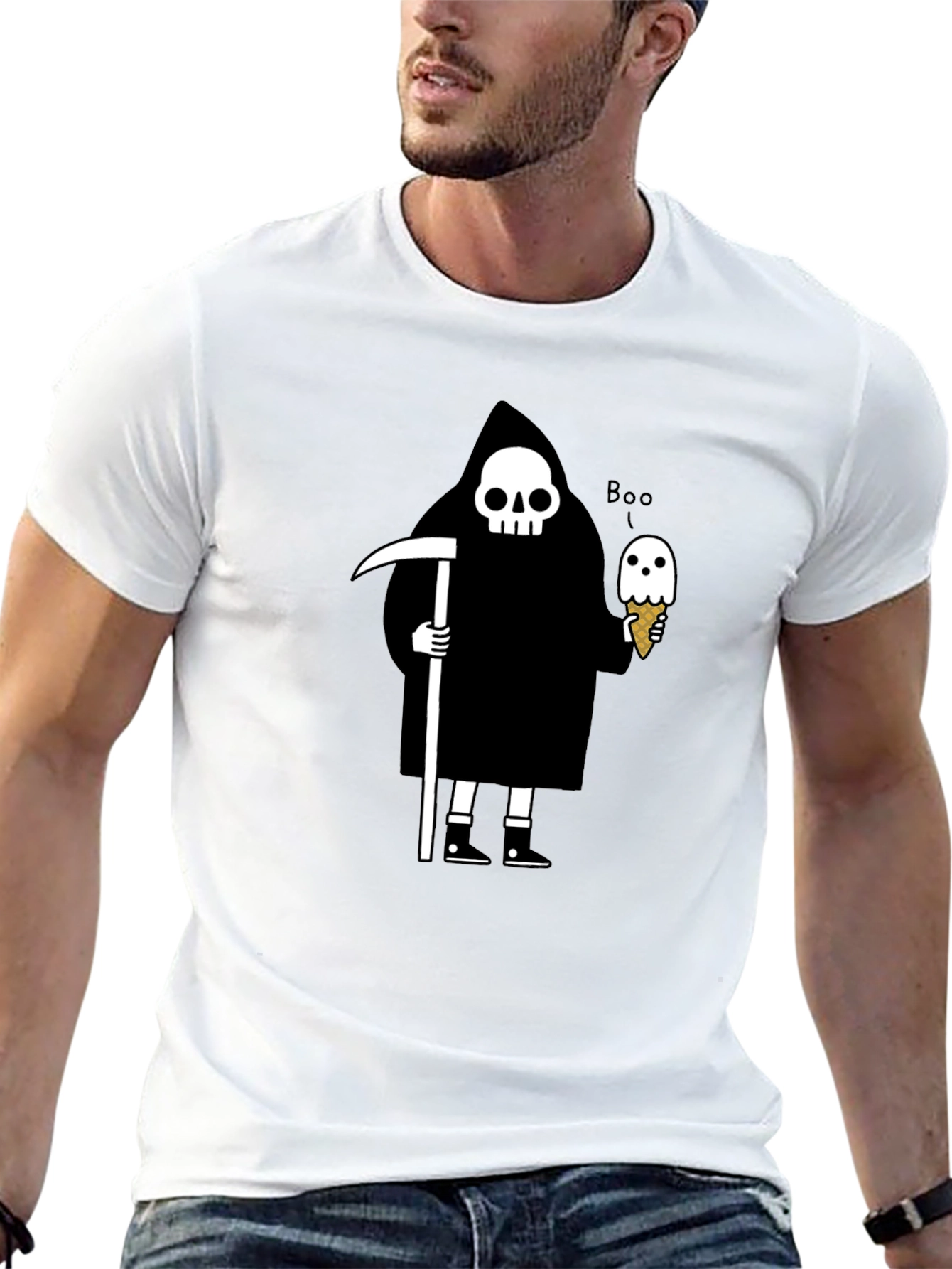 Grim Reaper Ice Cream T-Shirt - Funny Halloween Tee