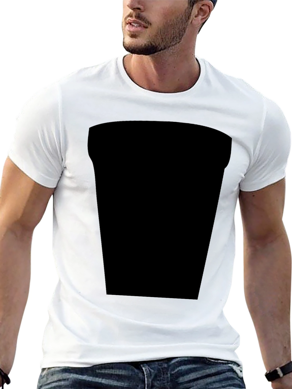 Black Casual Tee with Design Space