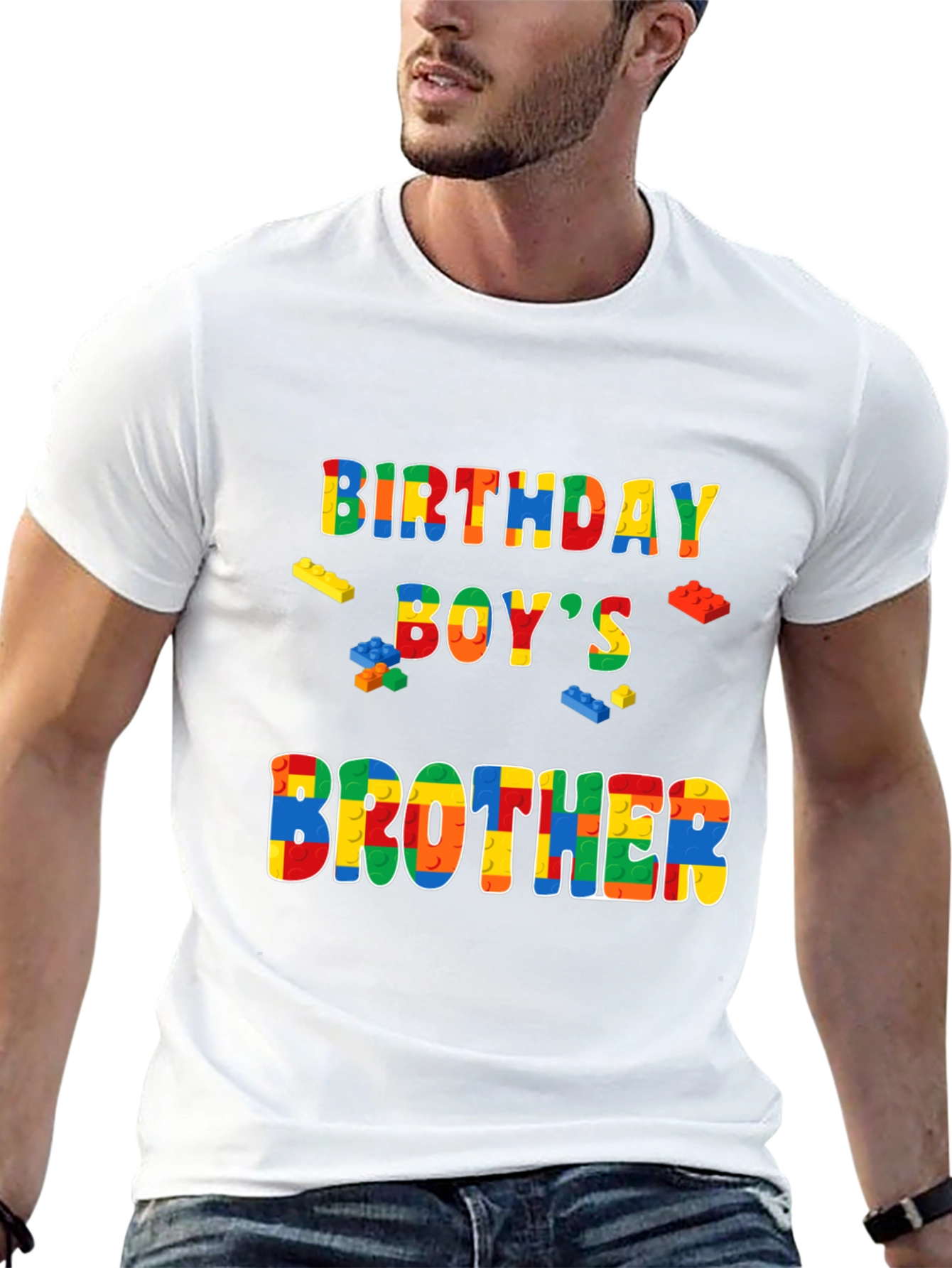 Birthday Boys Brother T-Shirt Lego Block Style