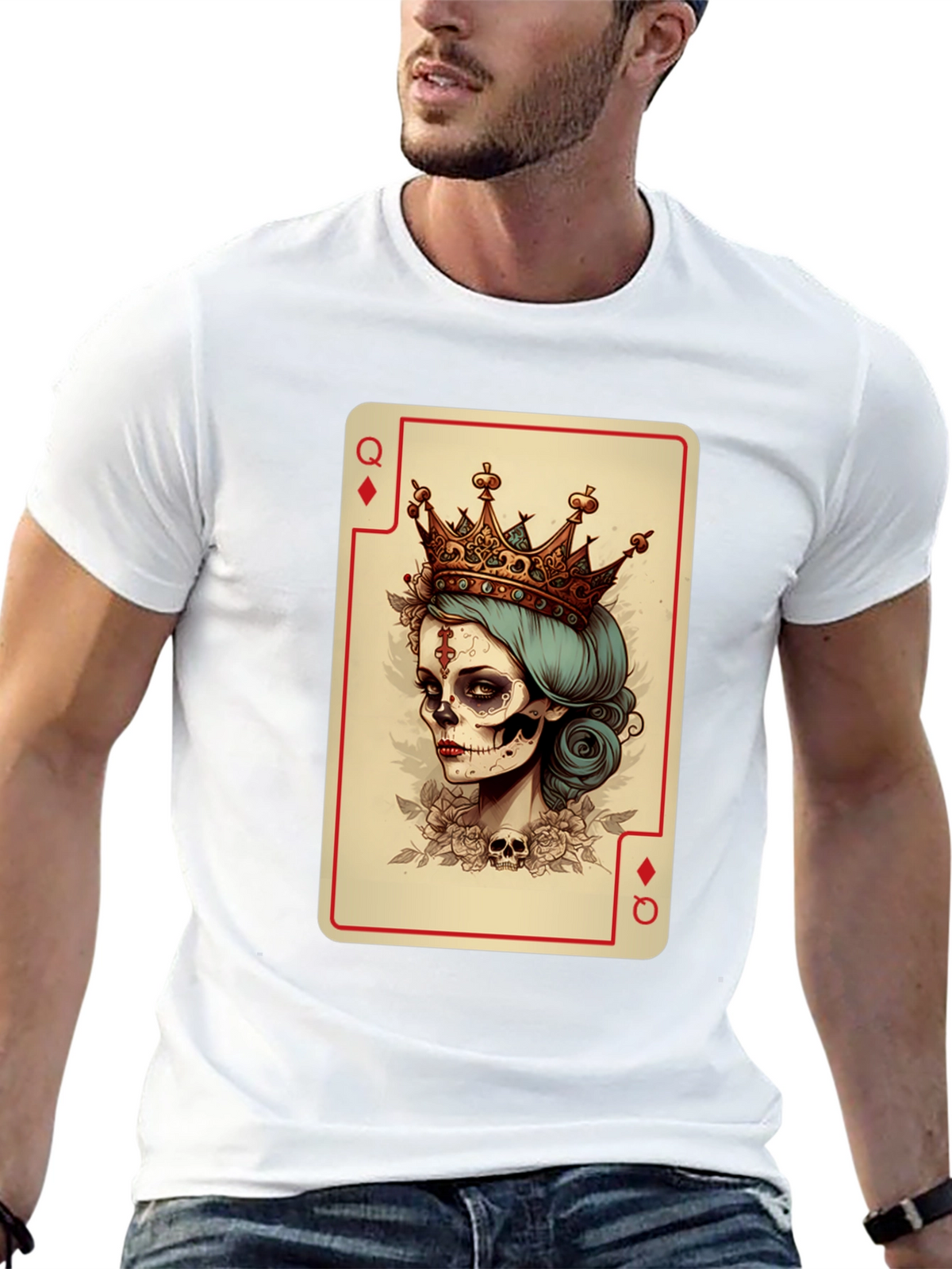 Queen of Diamonds Skeleton T-Shirt - Unique Graphic Tee