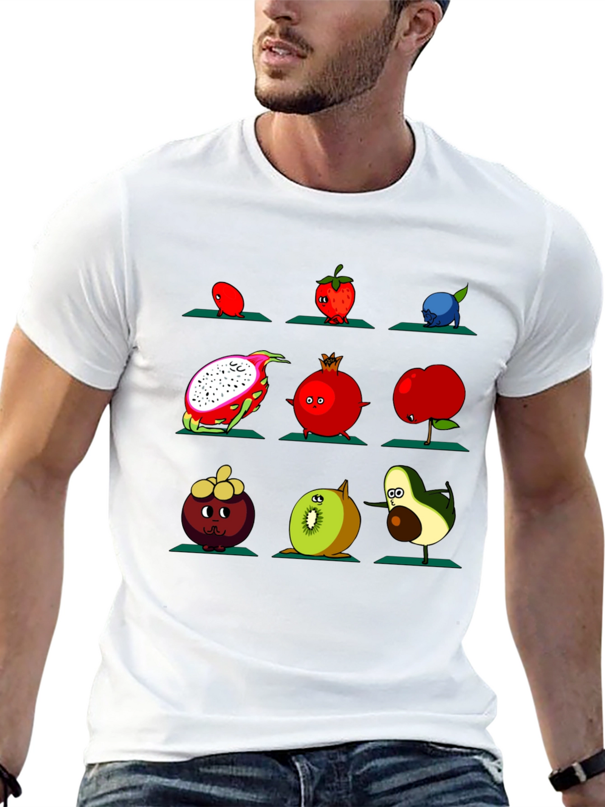Fruit Yoga Graphic T-Shirt - Black Cotton Tee