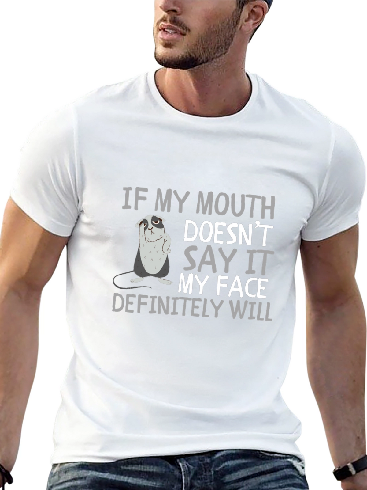 Sarcastic Bulldog Graphic Print Crew Neck T-Shirt