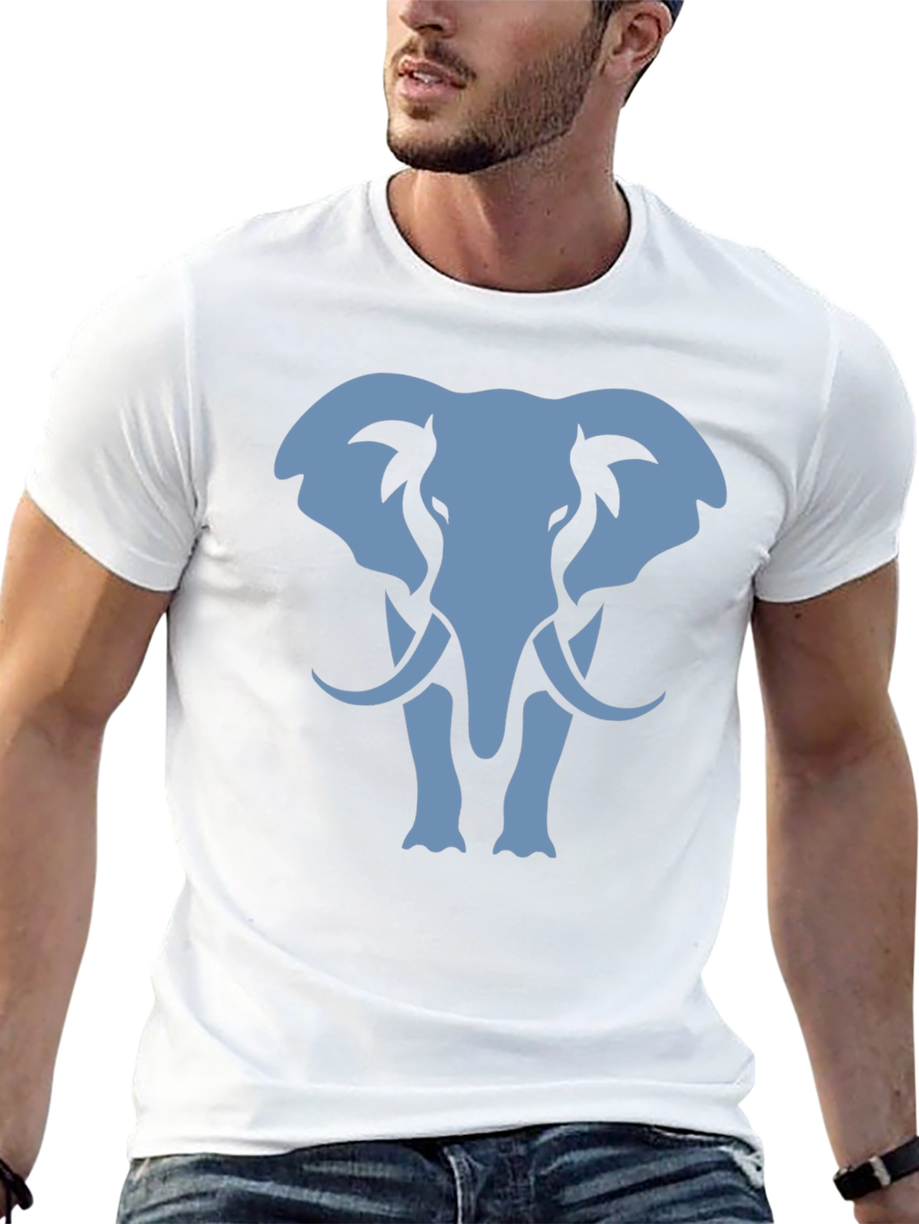Elephant Graphic Tee - Black Cotton Casual Shirt