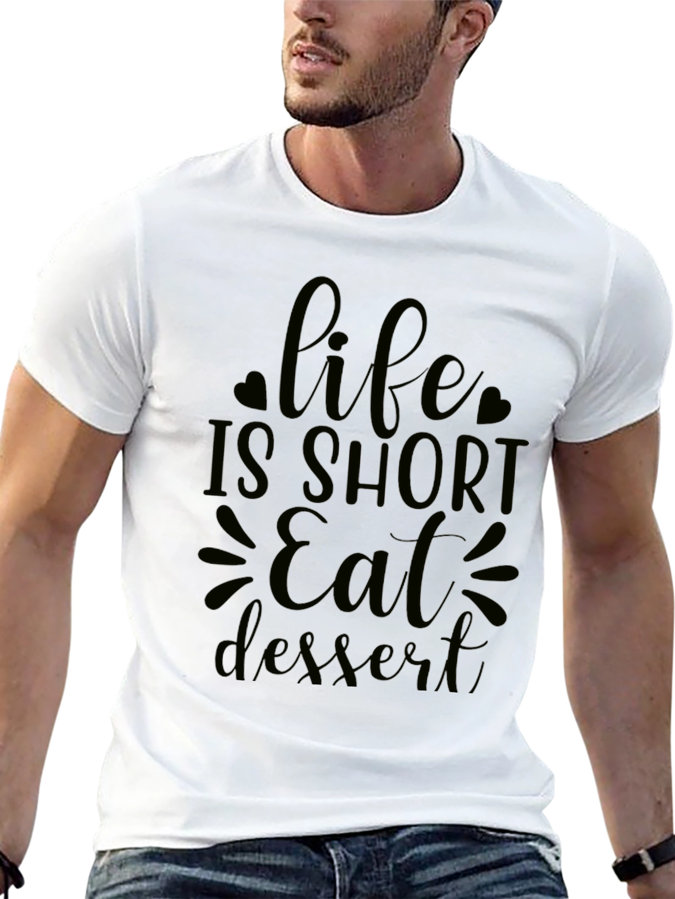 Life is Short Eat Dessert Black Graphic Tee