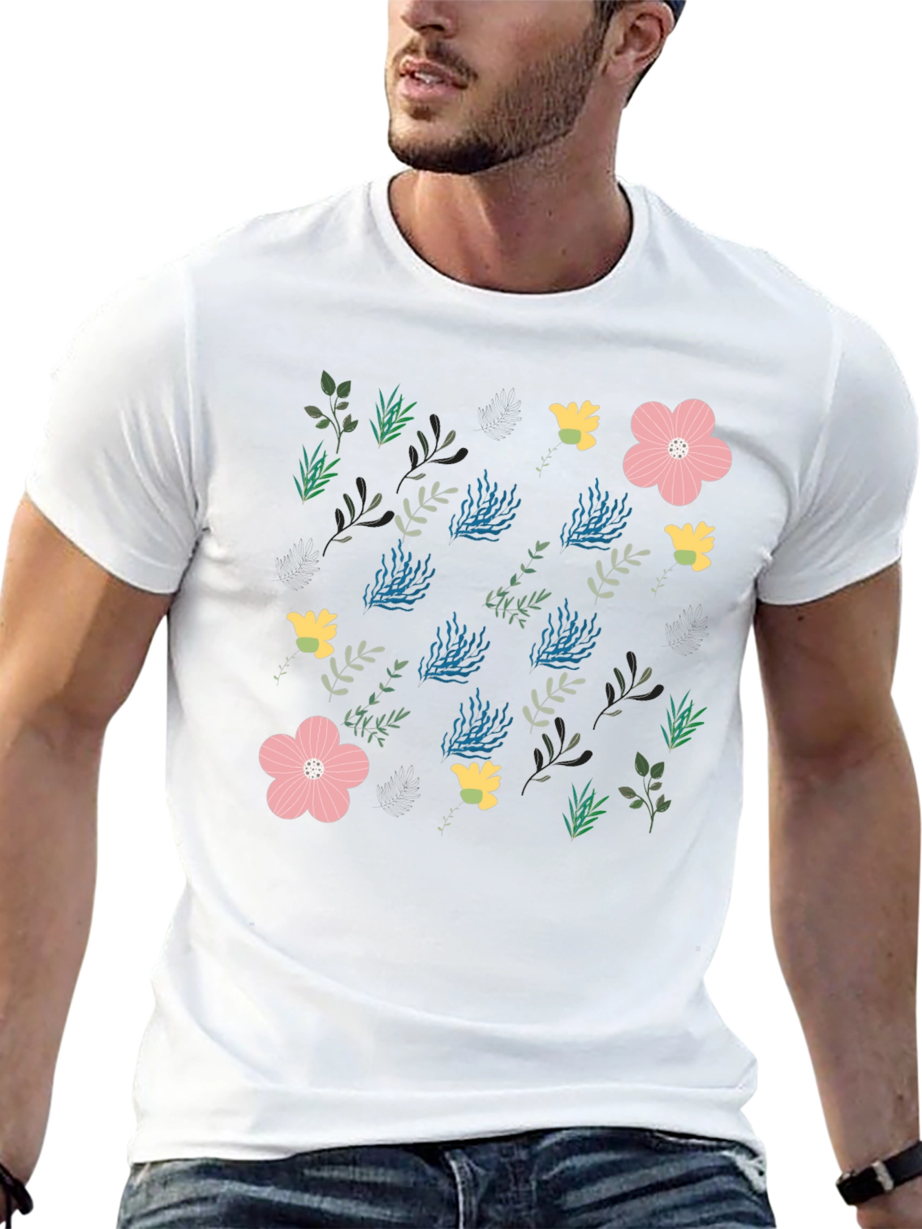 Floral Print Crew Neck Tee