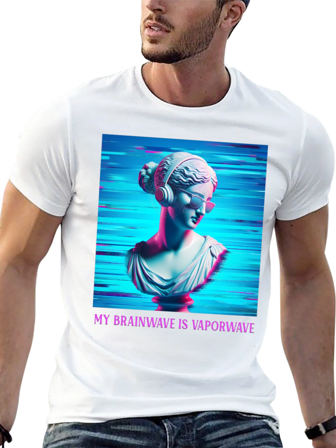 Vaporwave Brain T-Shirt - Aesthetic Greek Bust