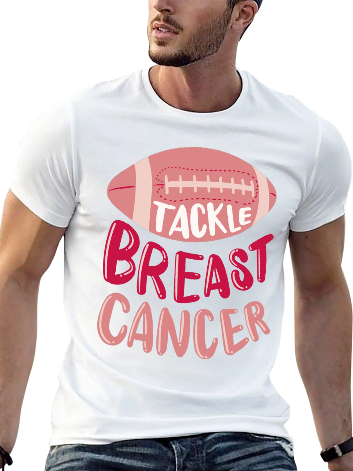 Tackle Breast Cancer Awareness Football T-Shirt