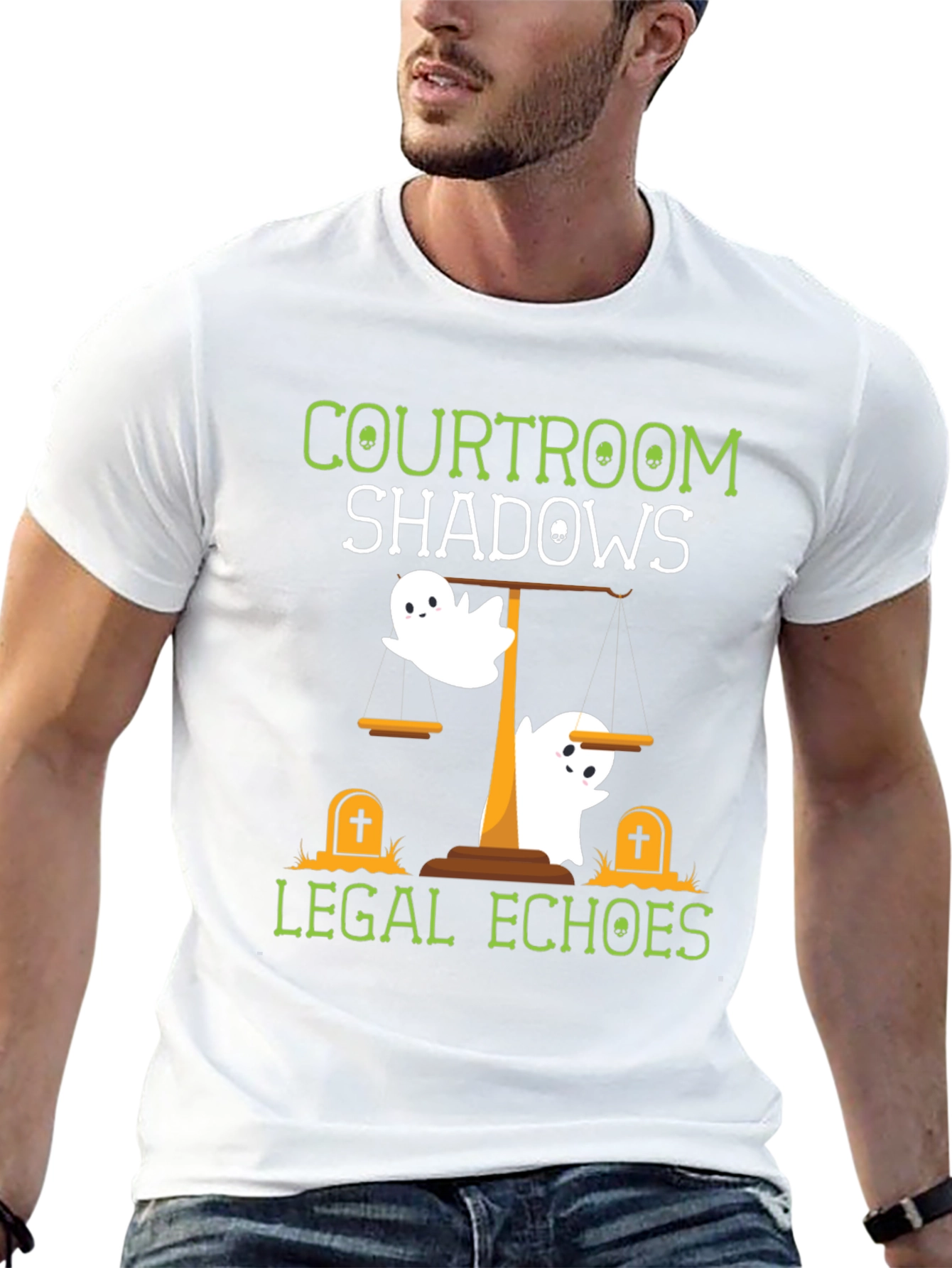 Courtroom Shadows Legal Echoes Halloween T-Shirt