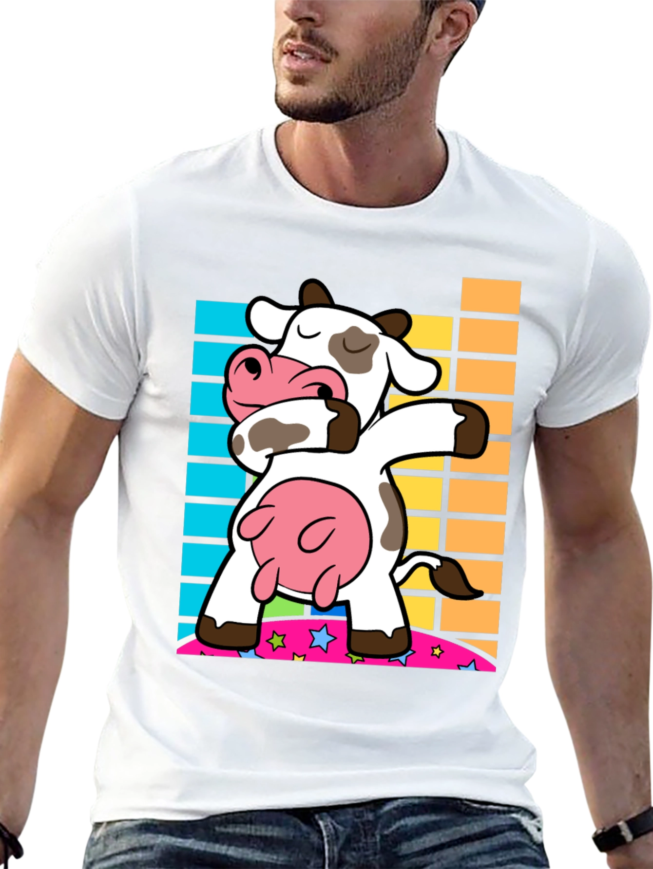 Dabbing Cow Graphic Tee - Trendy Black Shirt