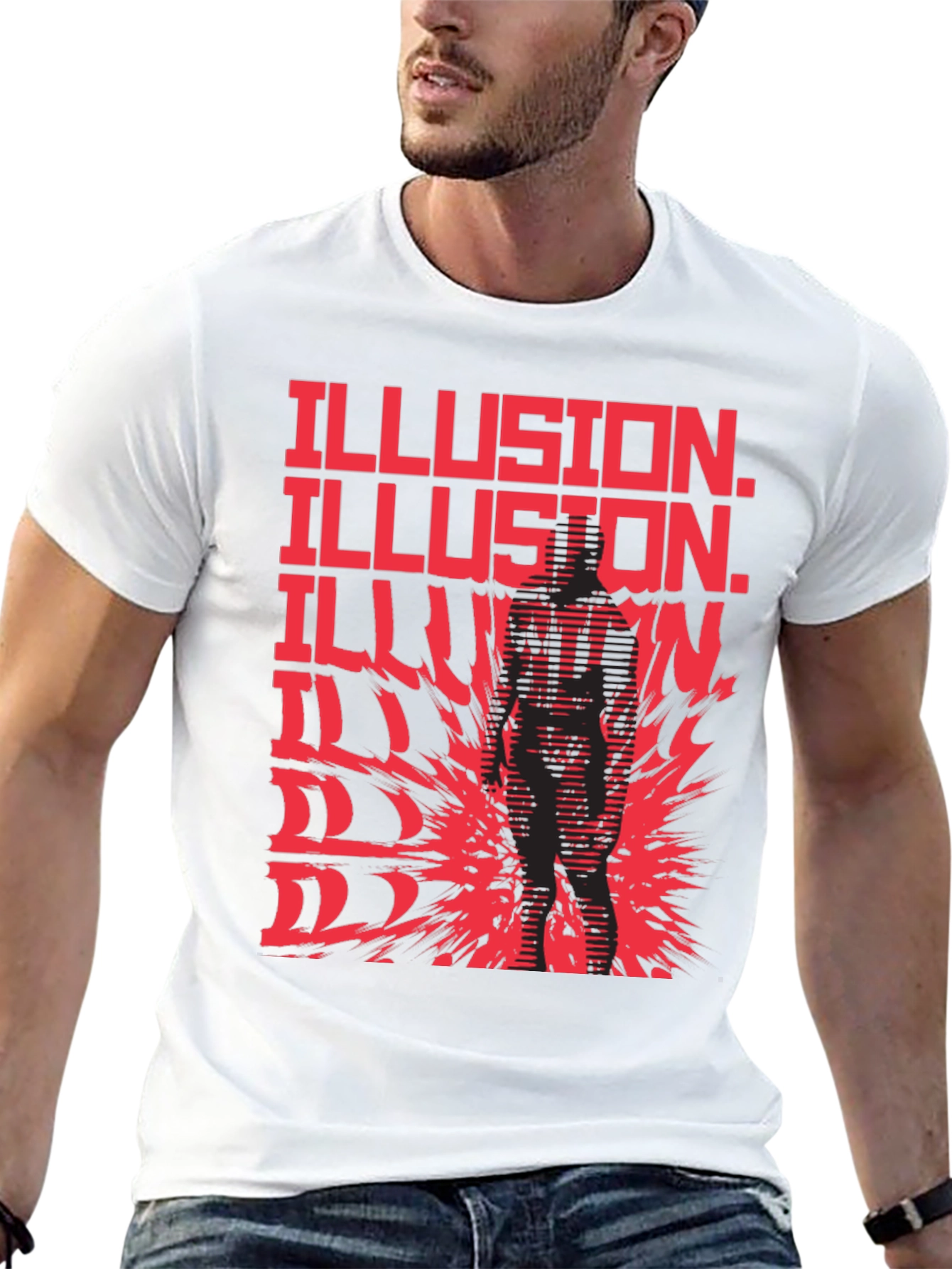 Illusion Graphic Print Black T-Shirt