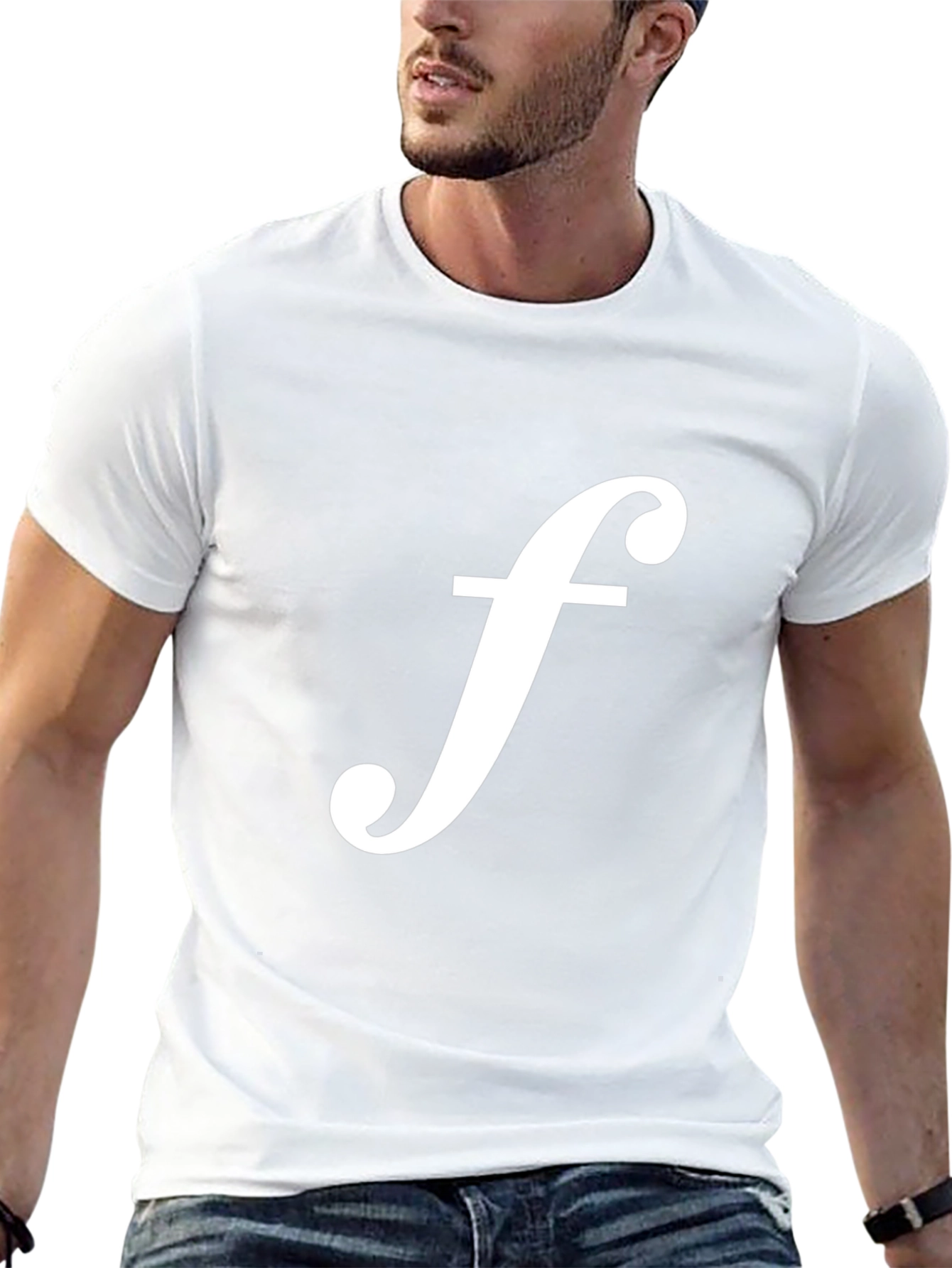 Black T-Shirt with White f Logo