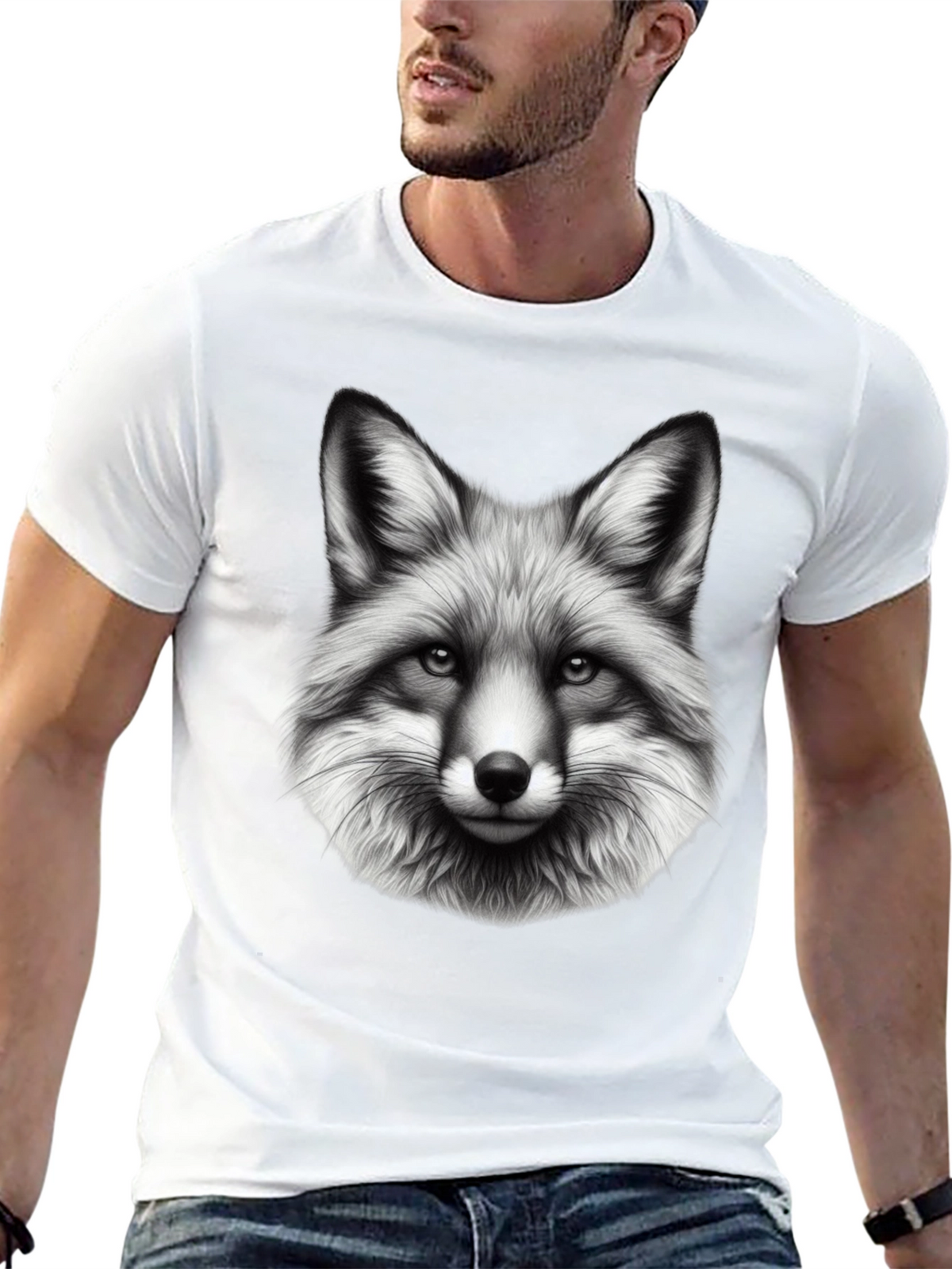 Fox Graphic Print Black T-Shirt